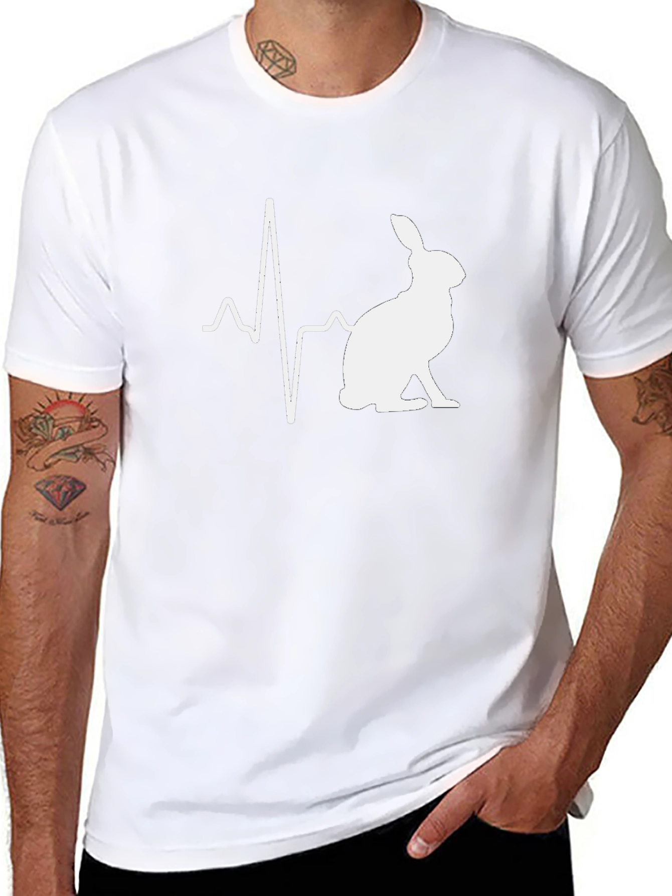 Hare Heartbeat T-Shirt - Black Unique Design