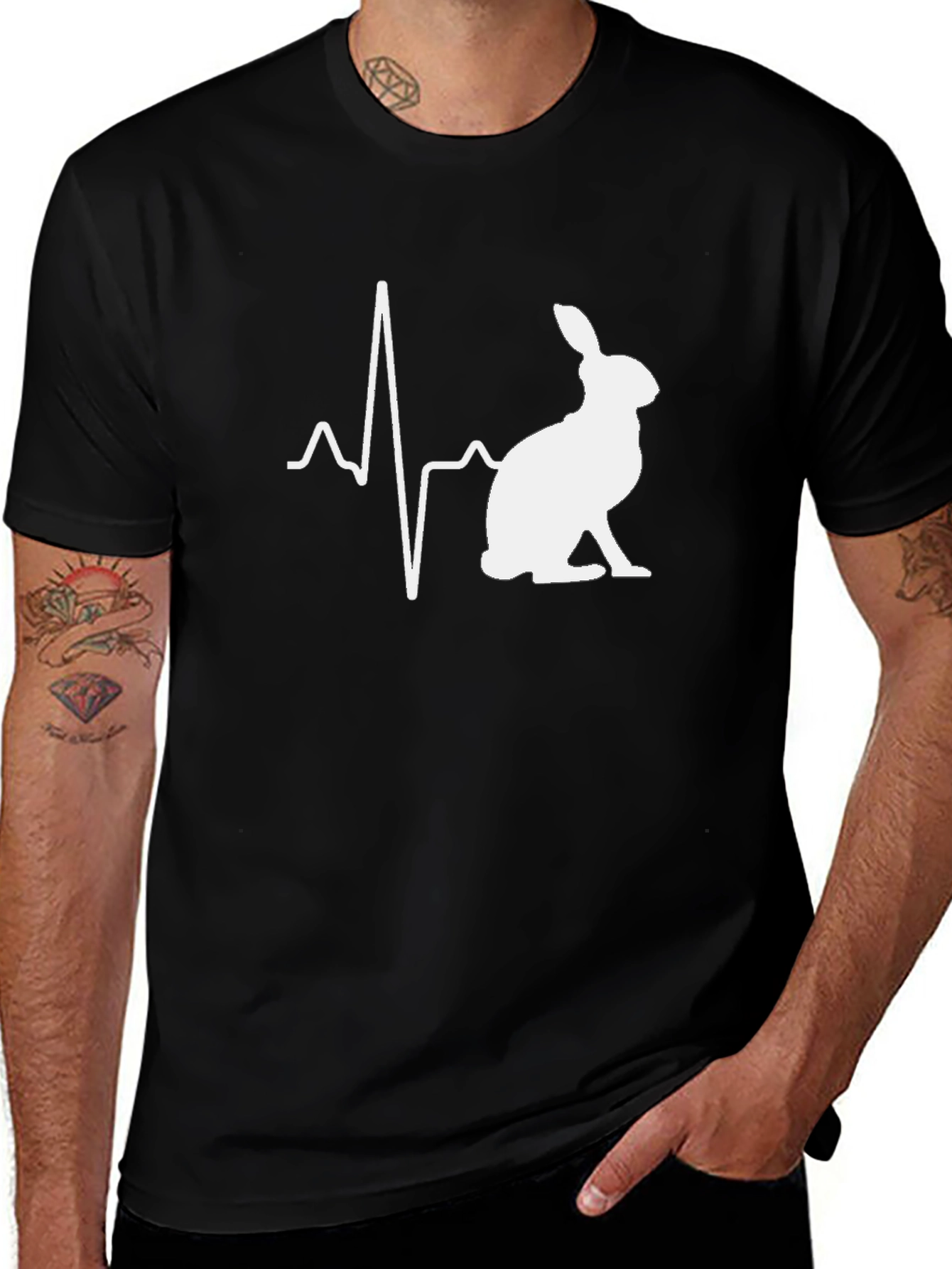 Hare Heartbeat T-Shirt - Black Unique Design