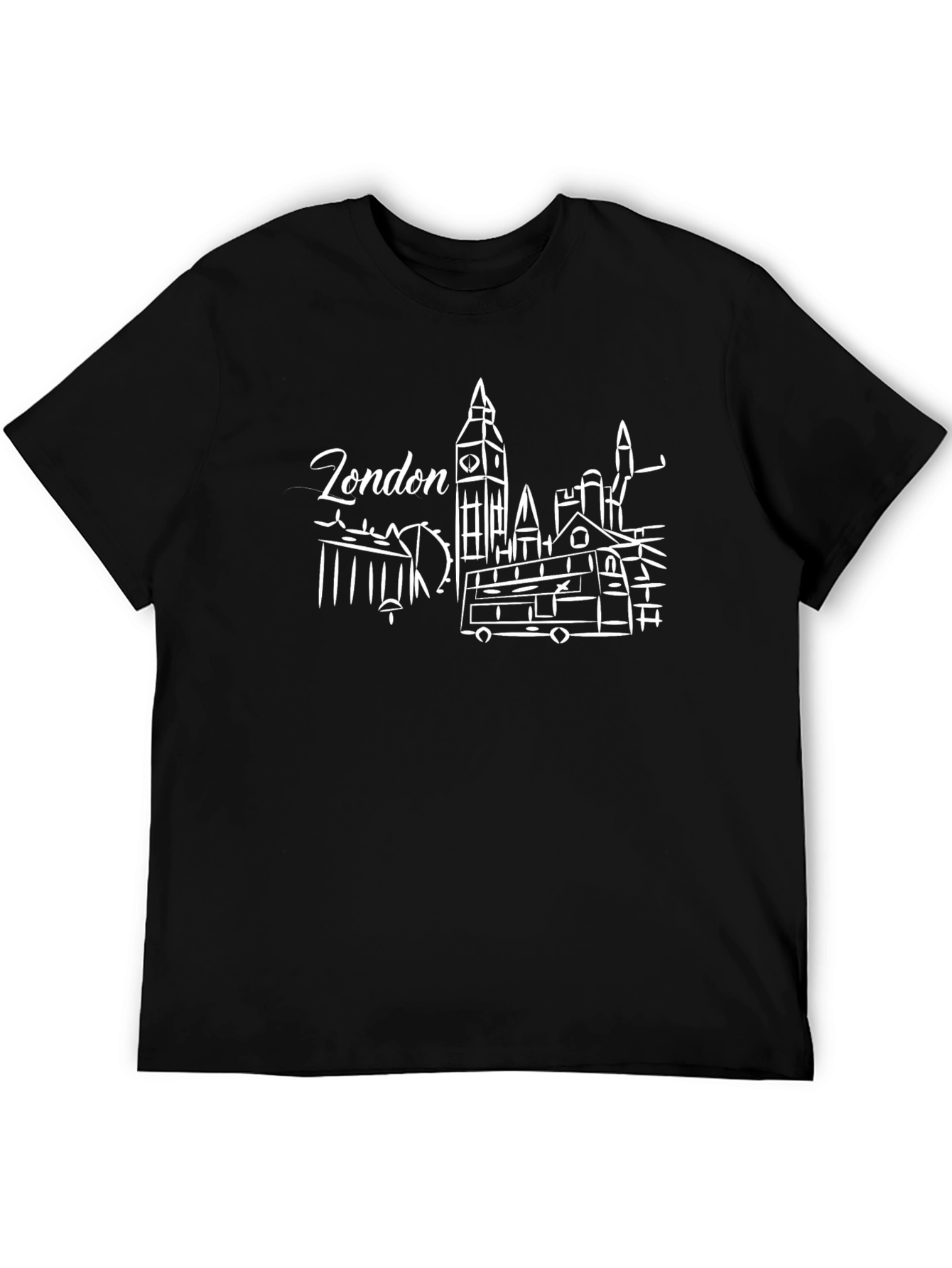 London Skyline Graphic T-Shirt - Black Cotton Tee