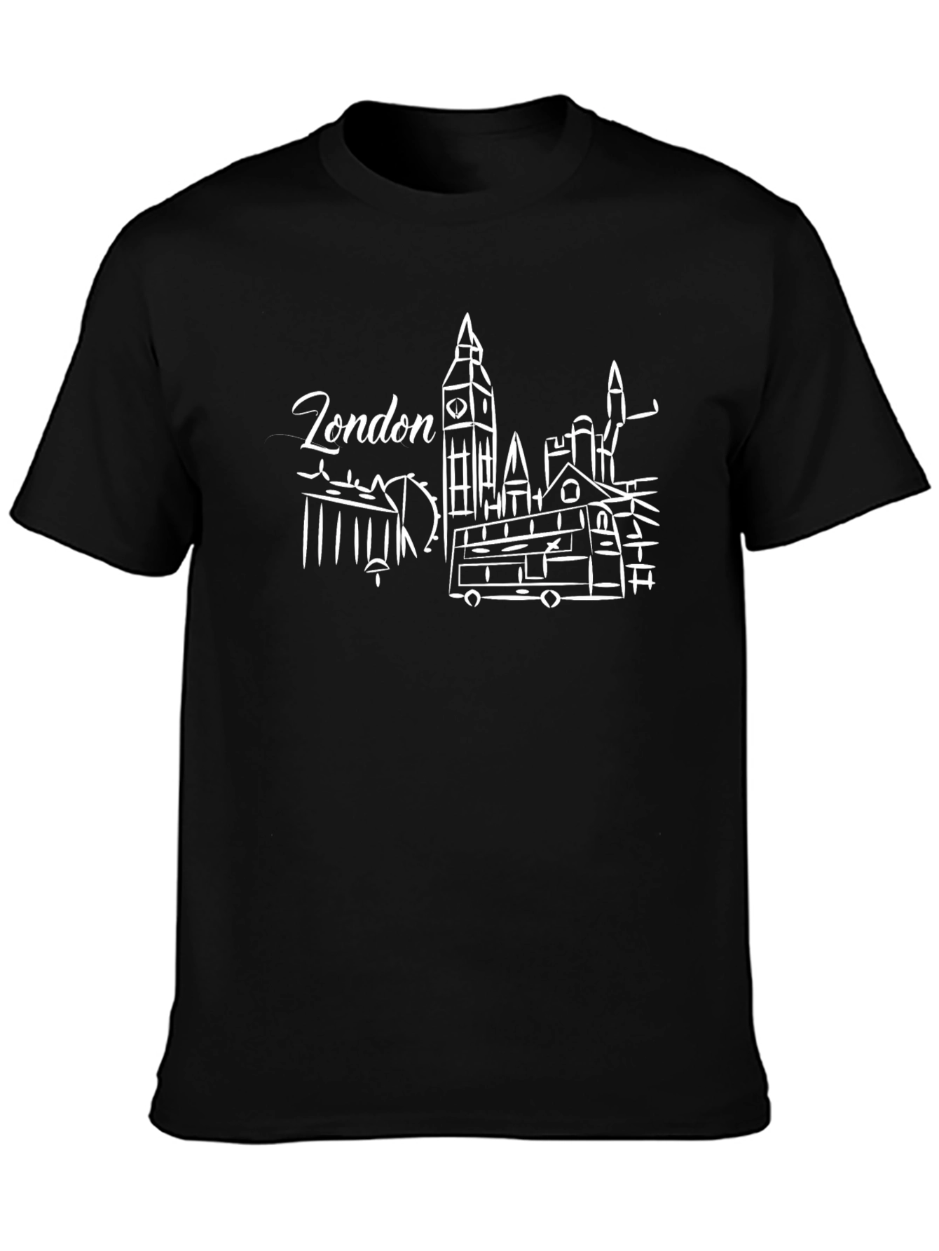 London Skyline Graphic T-Shirt - Black Cotton Tee