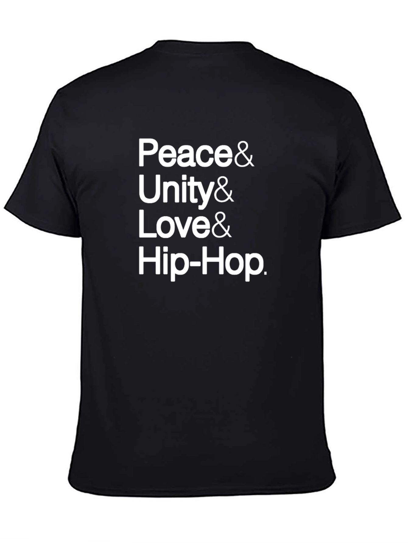 Peace Unity Love Hip-Hop Black Graphic T-Shirt