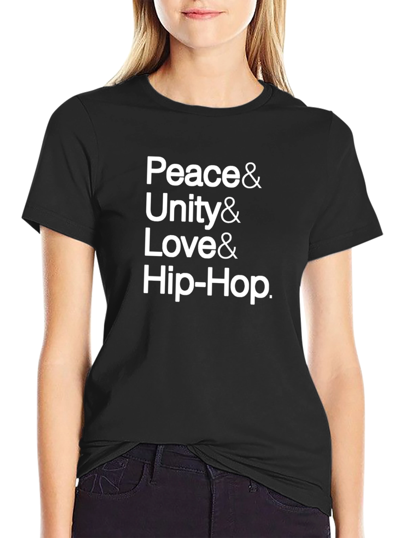Peace Unity Love Hip-Hop Black Graphic T-Shirt