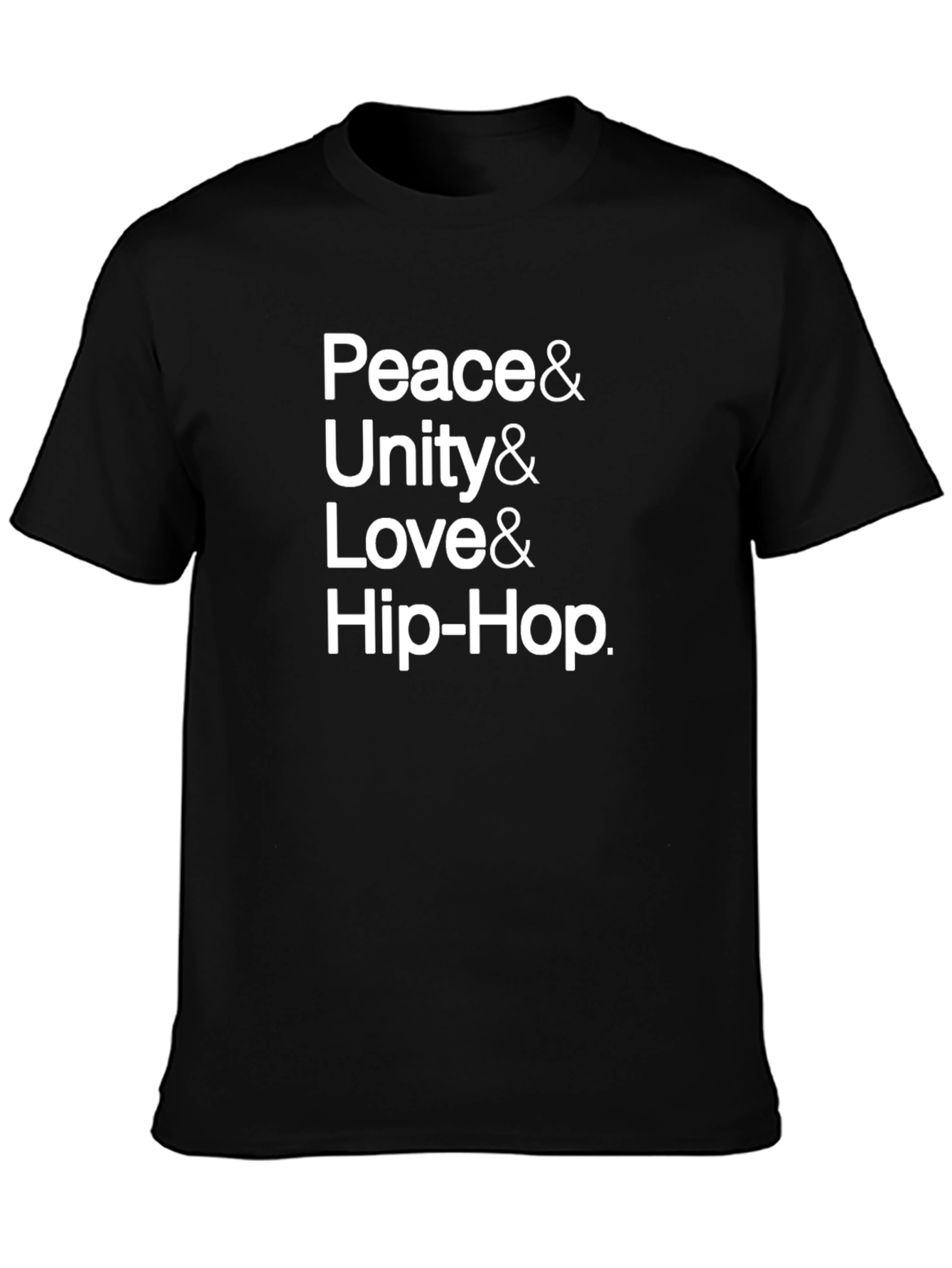 Peace Unity Love Hip-Hop Black Graphic T-Shirt