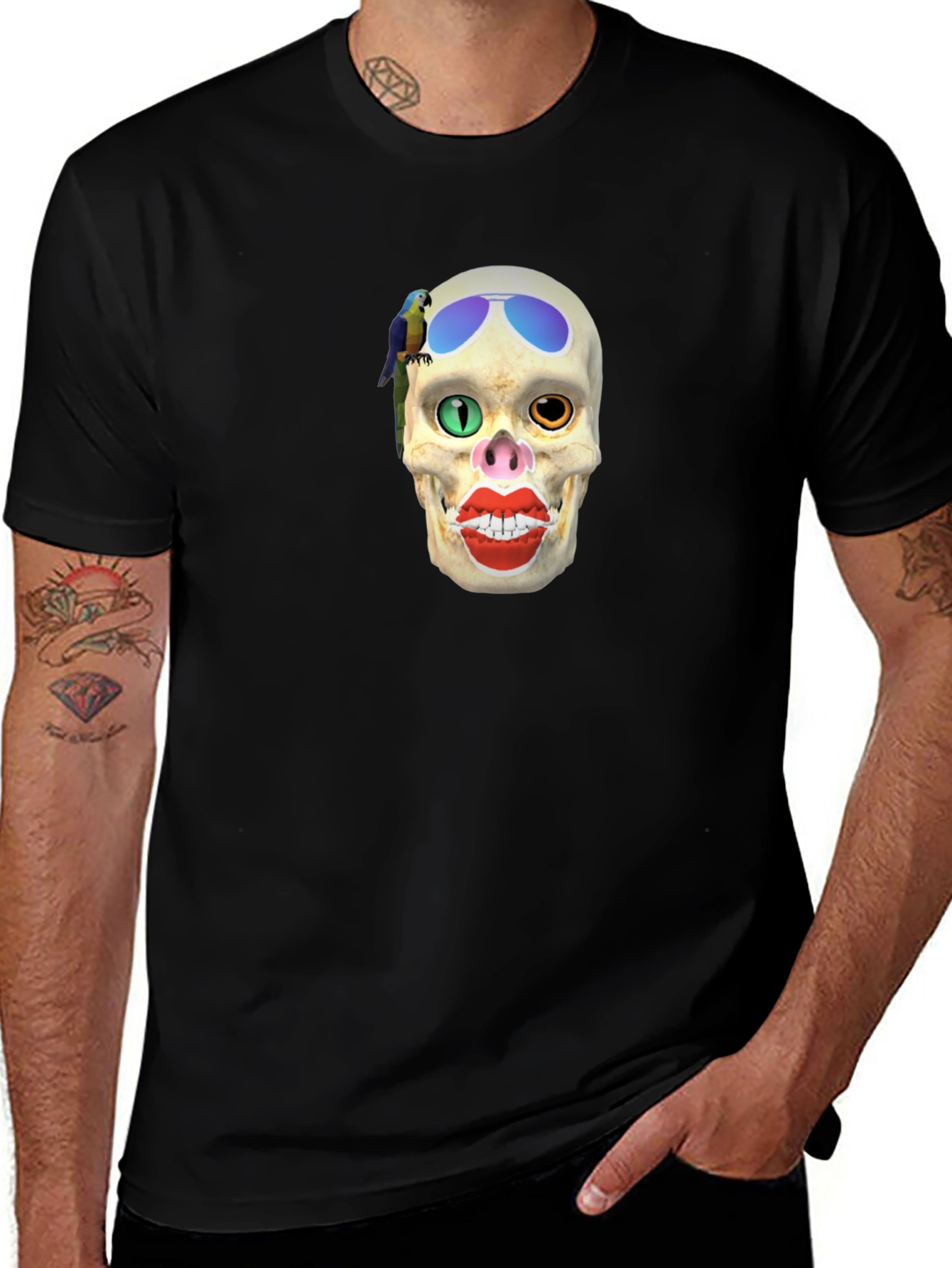 Skull Parrot Sunglasses T-Shirt