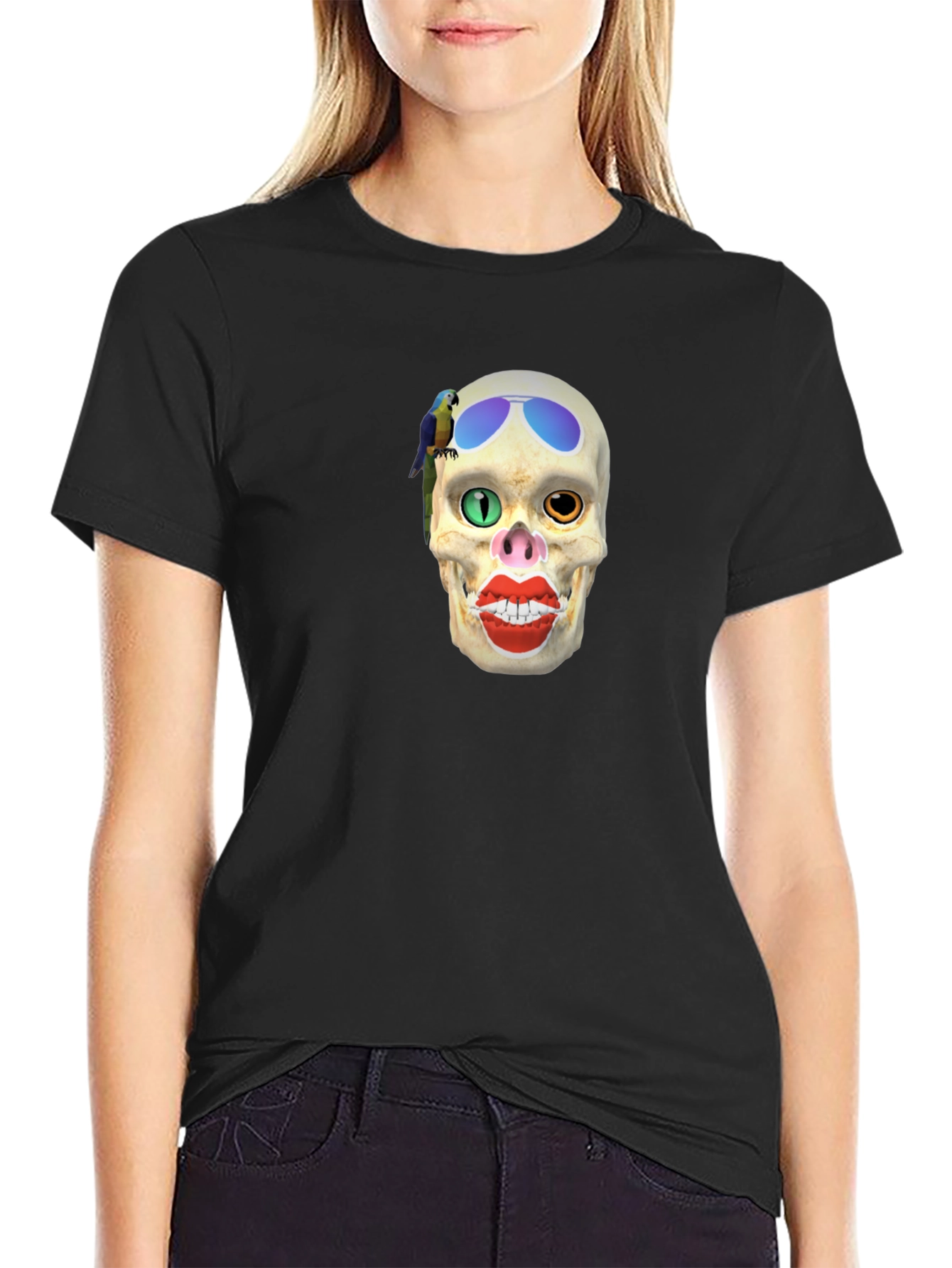 Skull Parrot Sunglasses T-Shirt