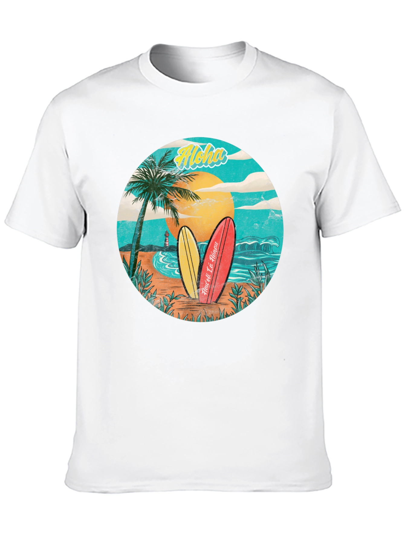 Aloha Beach Surfboard Graphic T-Shirt