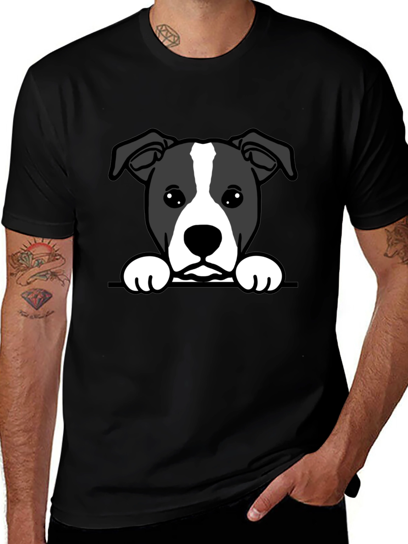 Cute Dog Graphic Tee - Black