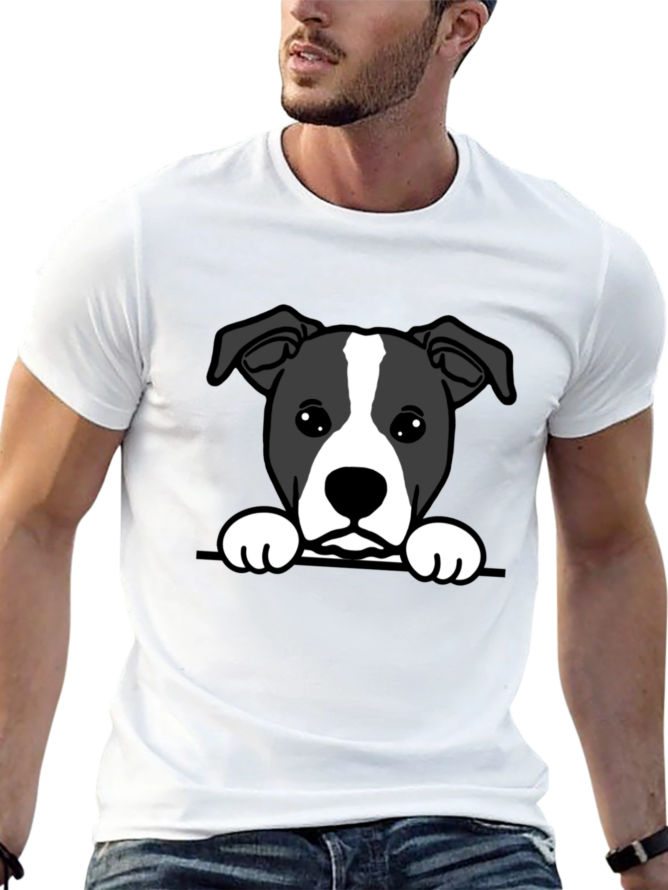 Cute Dog Graphic Tee - Black
