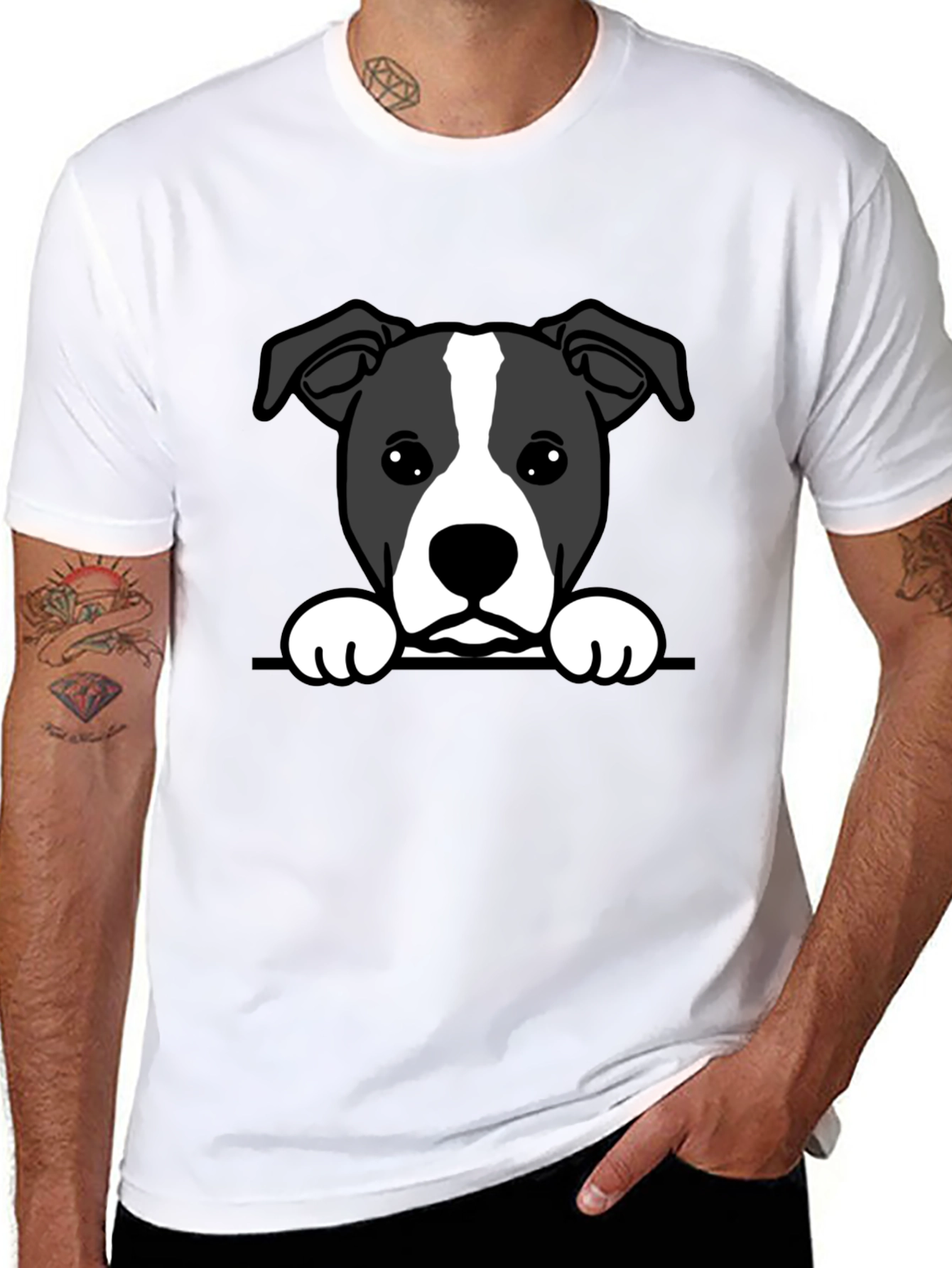 Cute Dog Graphic Tee - Black