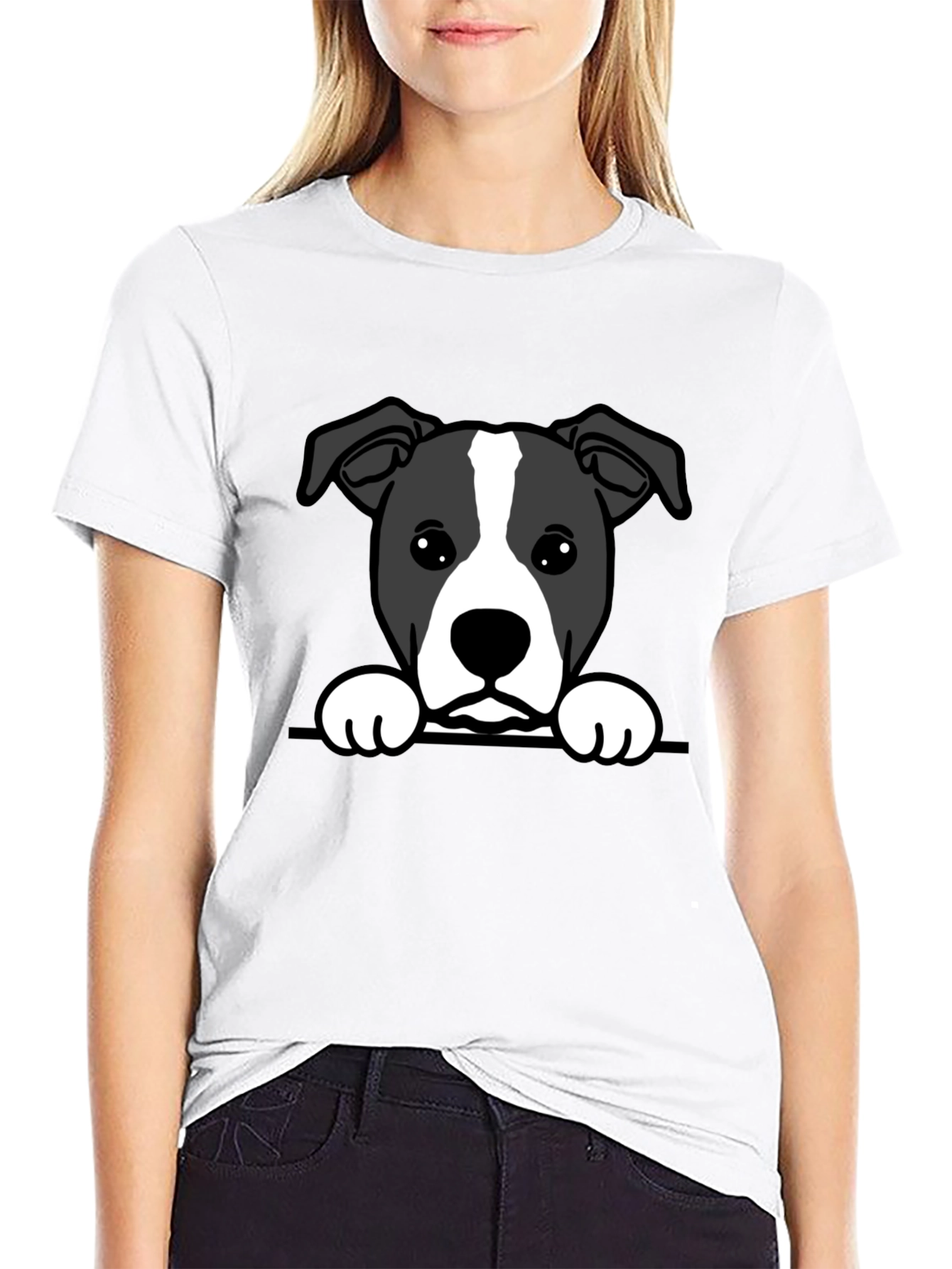 Cute Dog Graphic Tee - Black