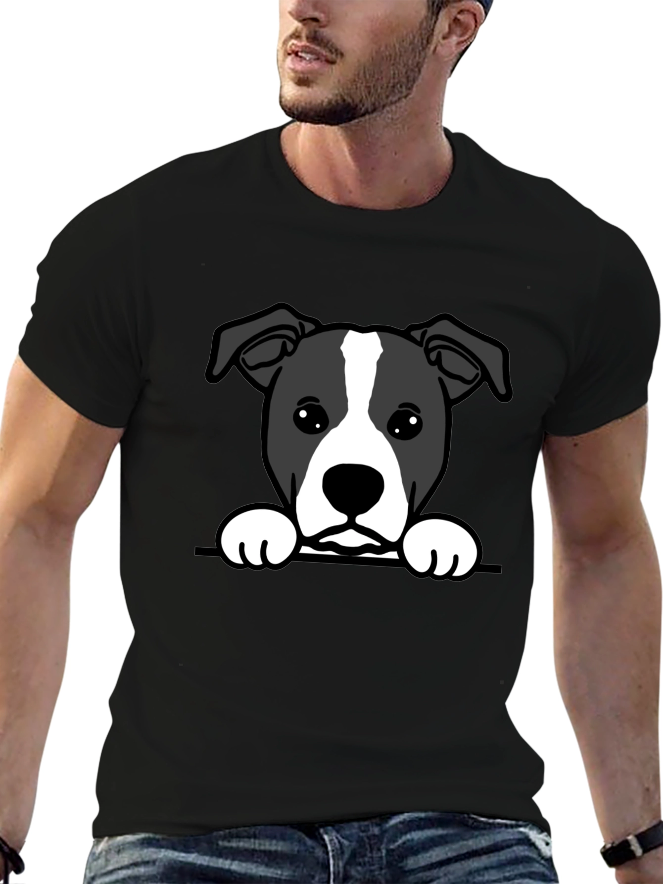 Cute Dog Graphic Tee - Black