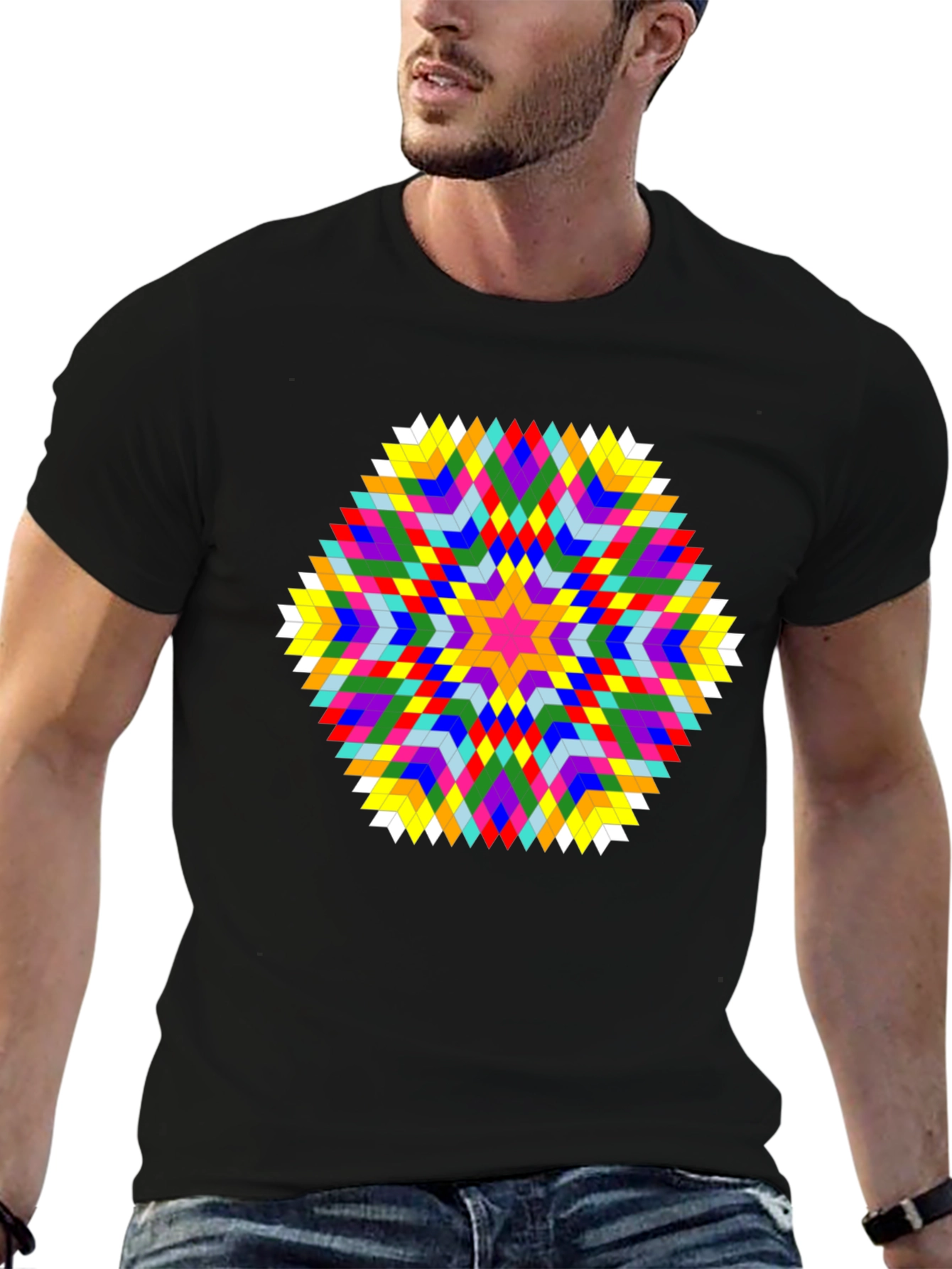 Geometric Starburst T-Shirt - Bold Graphic Tee
