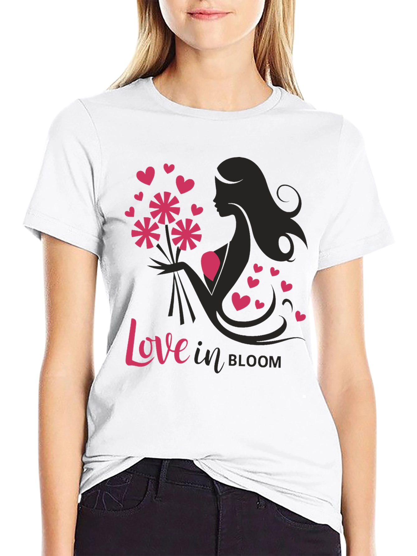 Love in Bloom Graphic Tee - Black