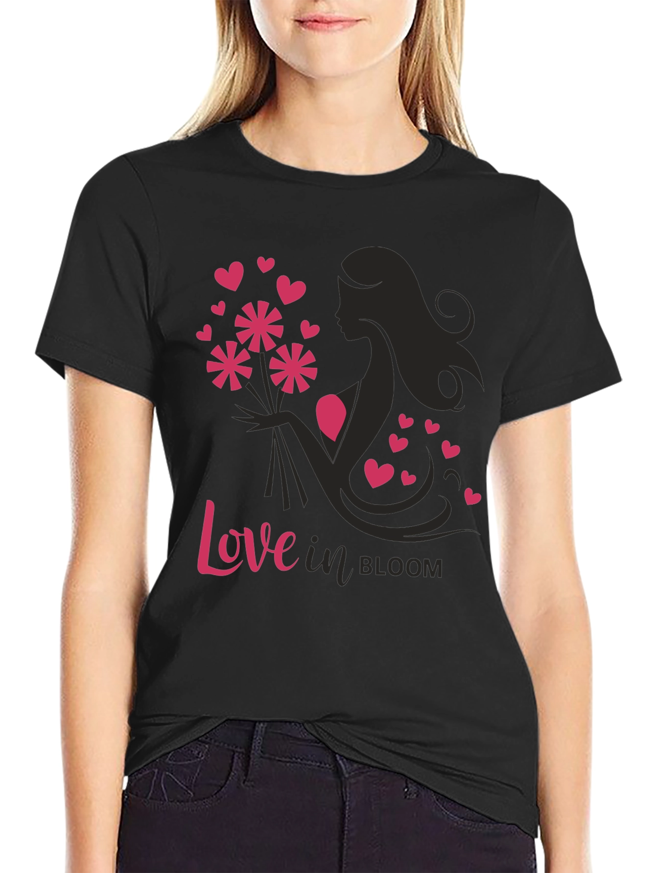 Love in Bloom Graphic Tee - Black