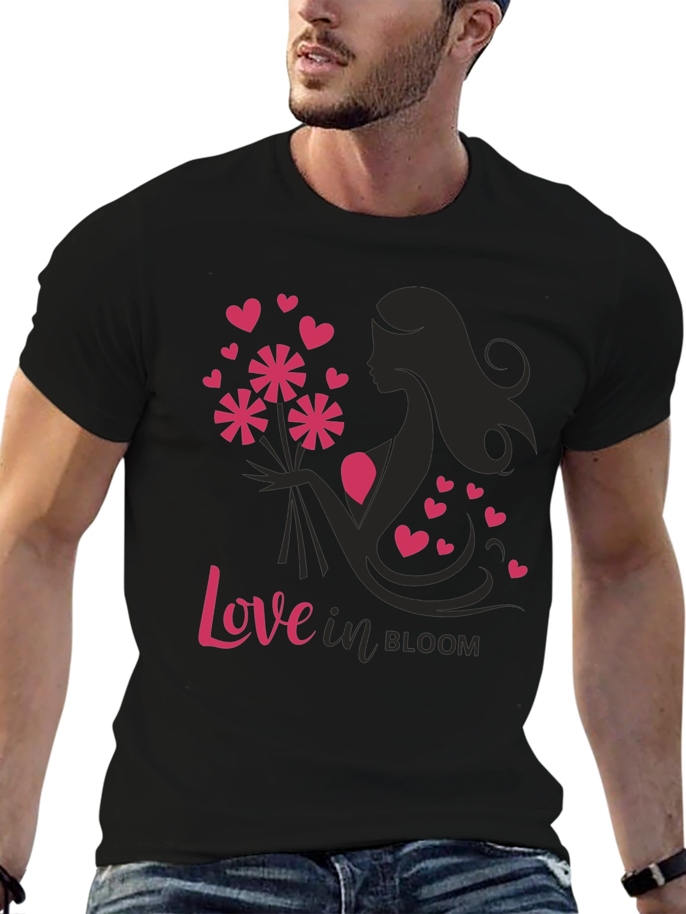 Love in Bloom Graphic Tee - Black