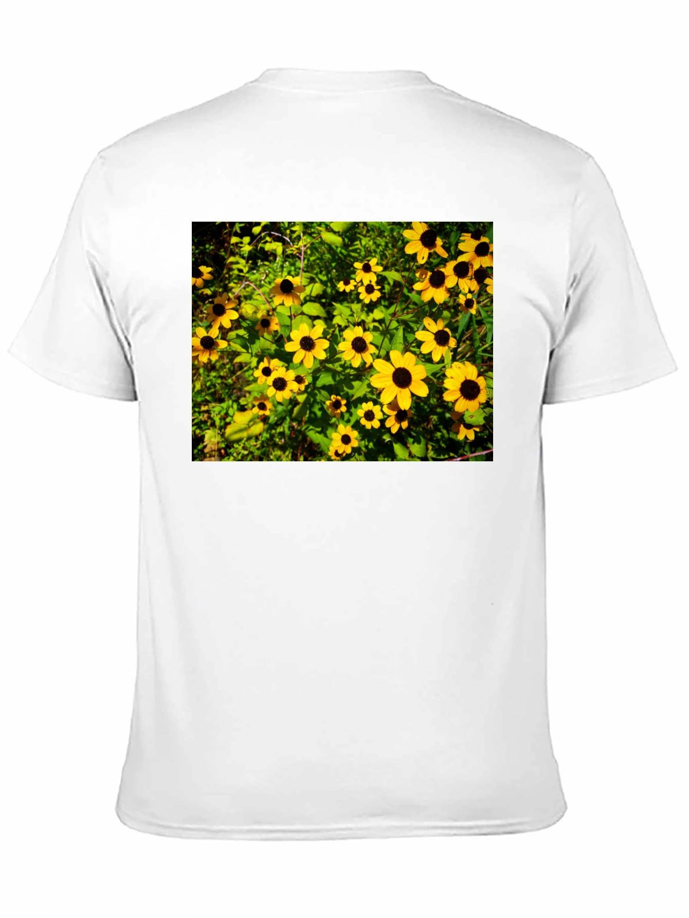 Floral Black T-Shirt - Garden Yellow Flowers