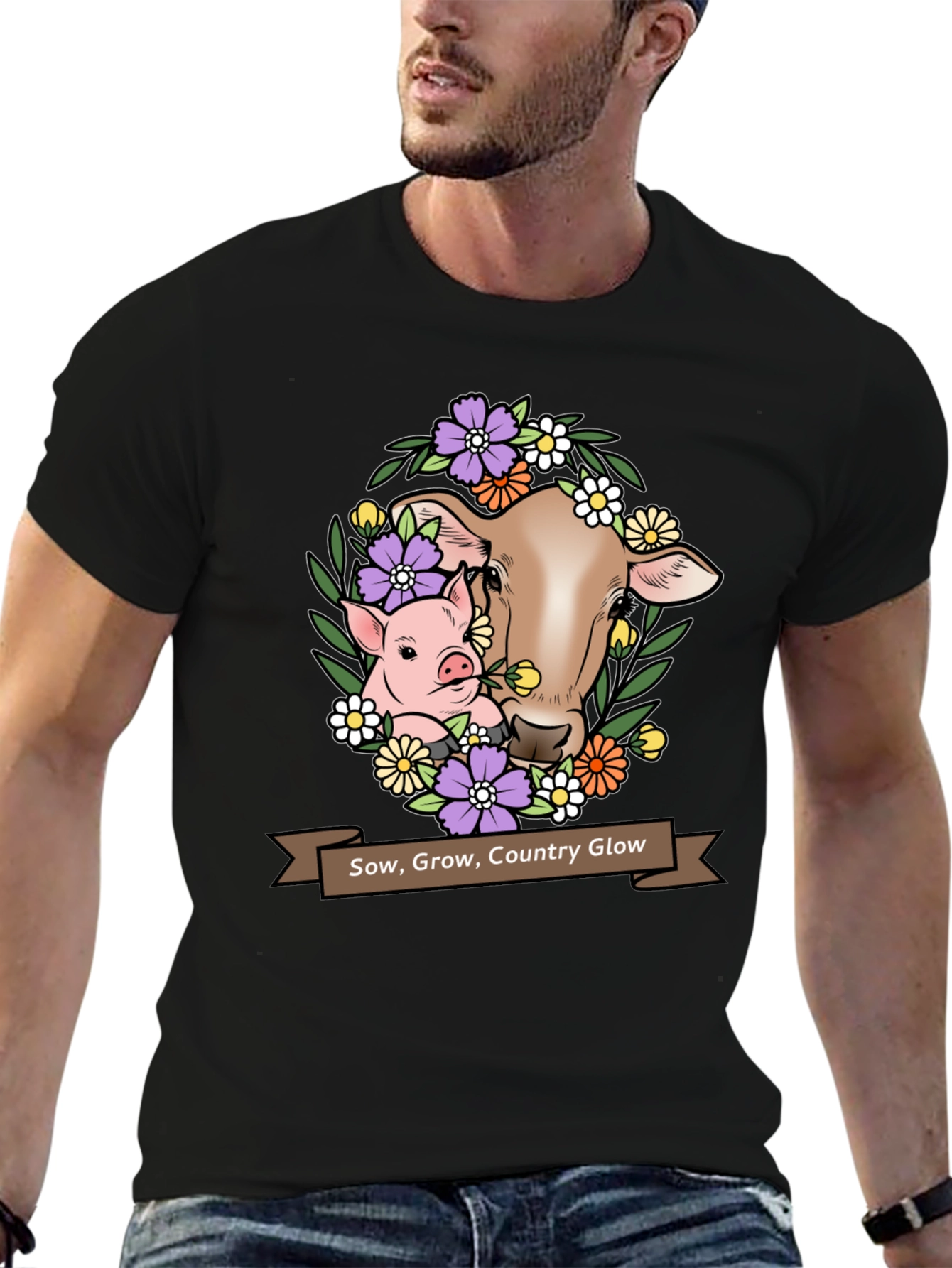Sow Grow Country Glow Animal Graphic T-Shirt