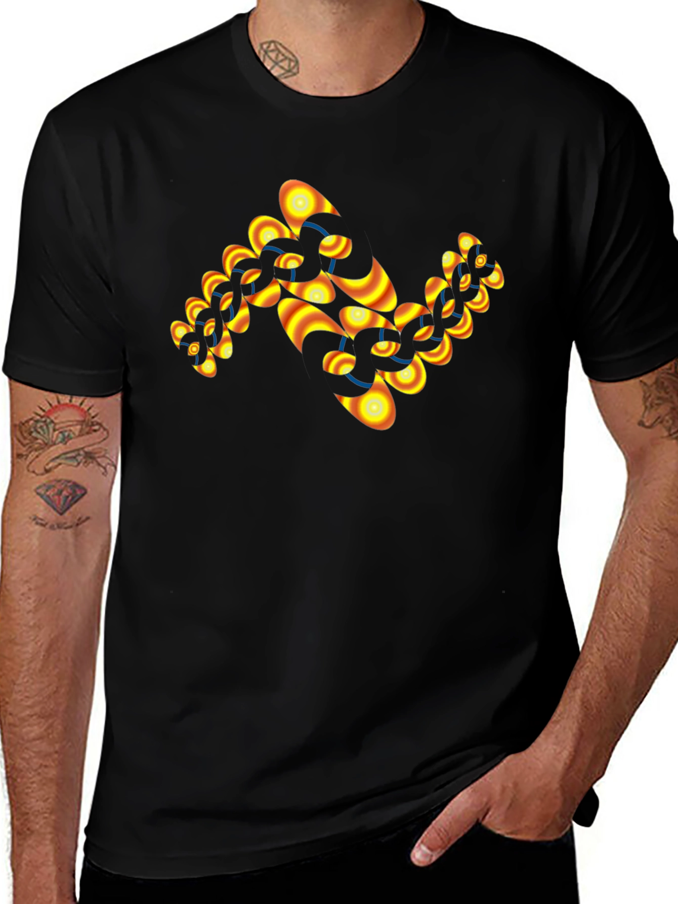 Abstract Chain Link T-Shirt - Black