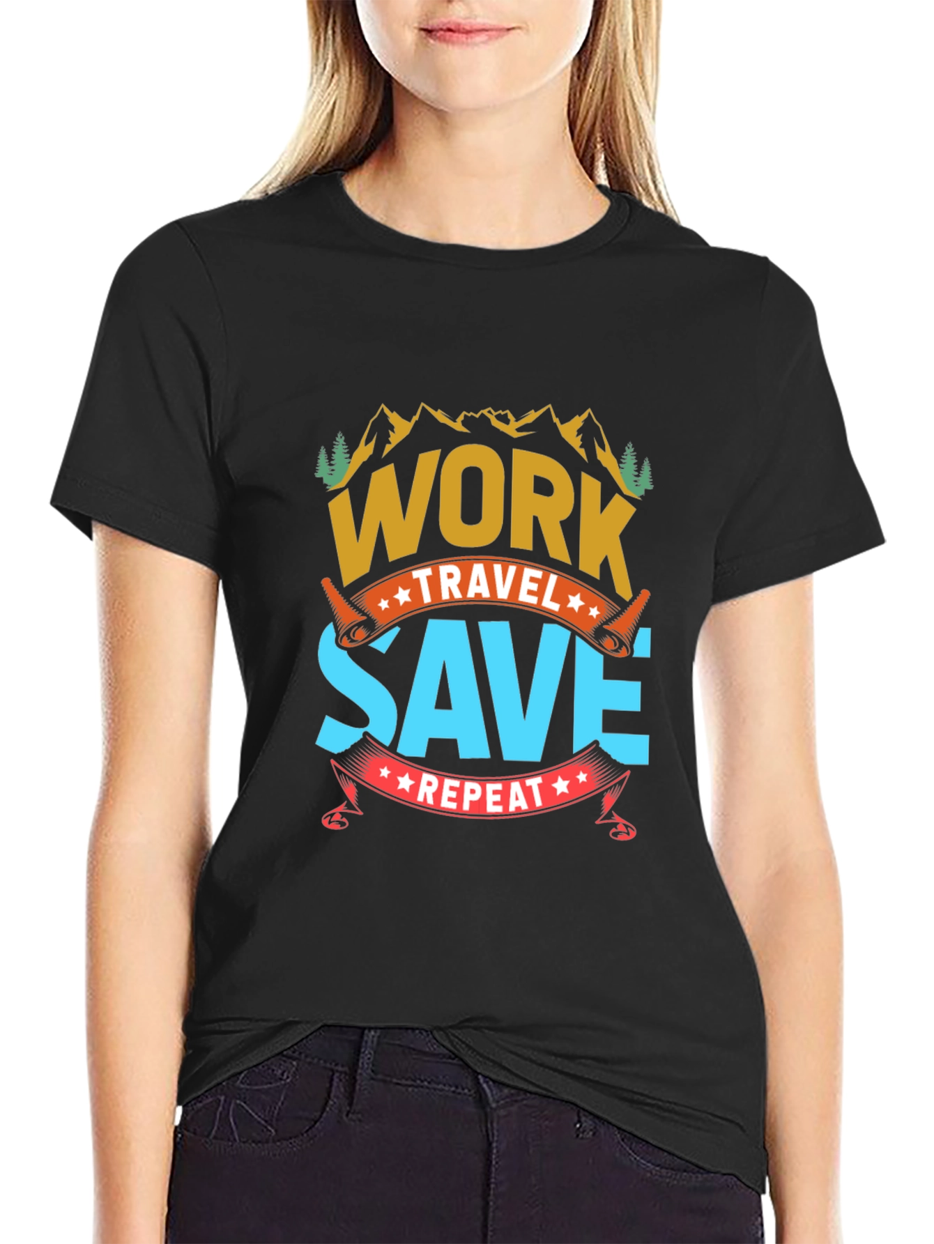 Work Travel Save Repeat Graphic Tee