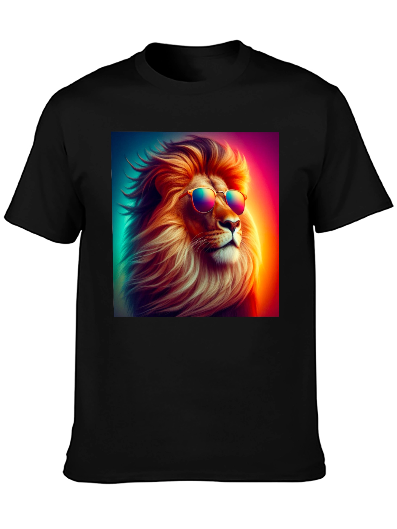 Cool Lion Graphic Tee - Black Cotton Blend
