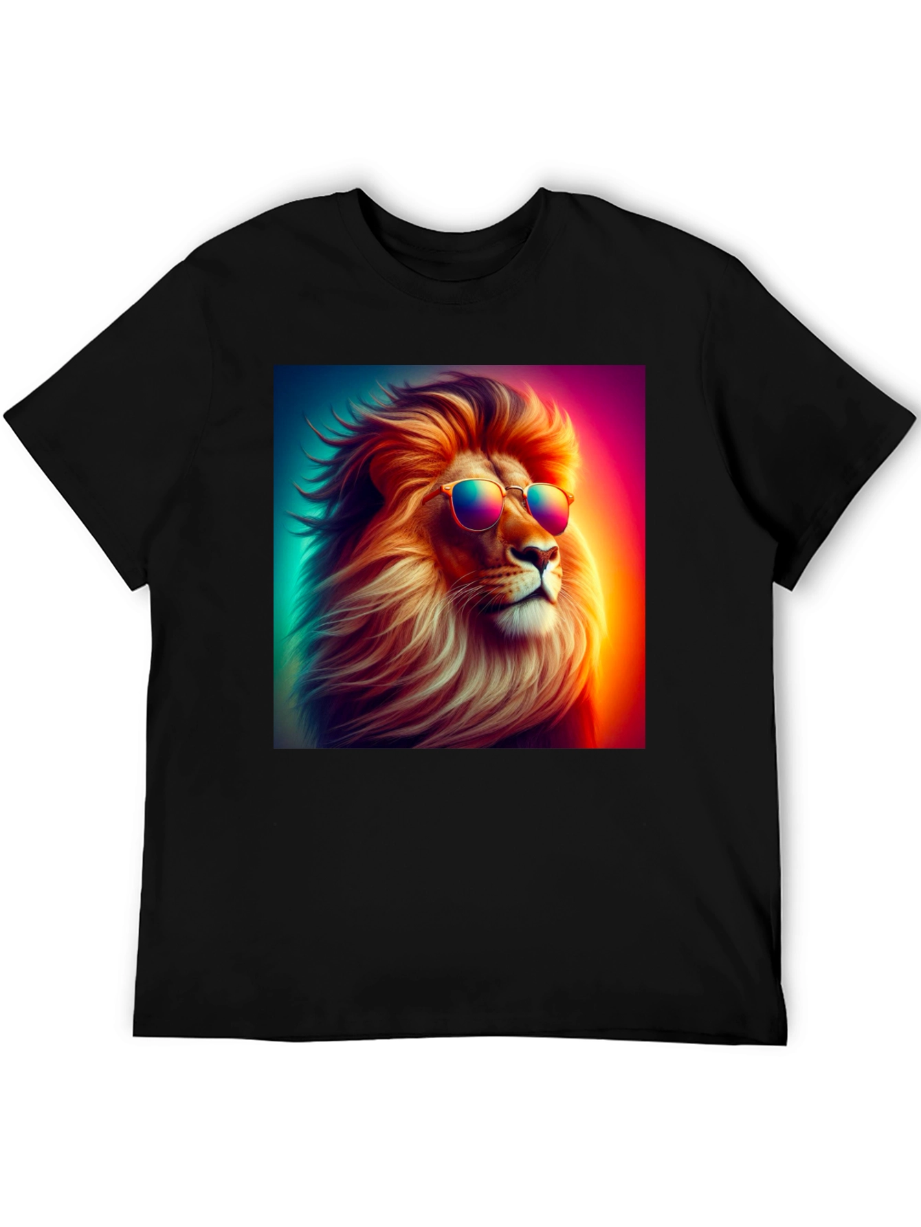 Cool Lion Graphic Tee - Black Cotton Blend