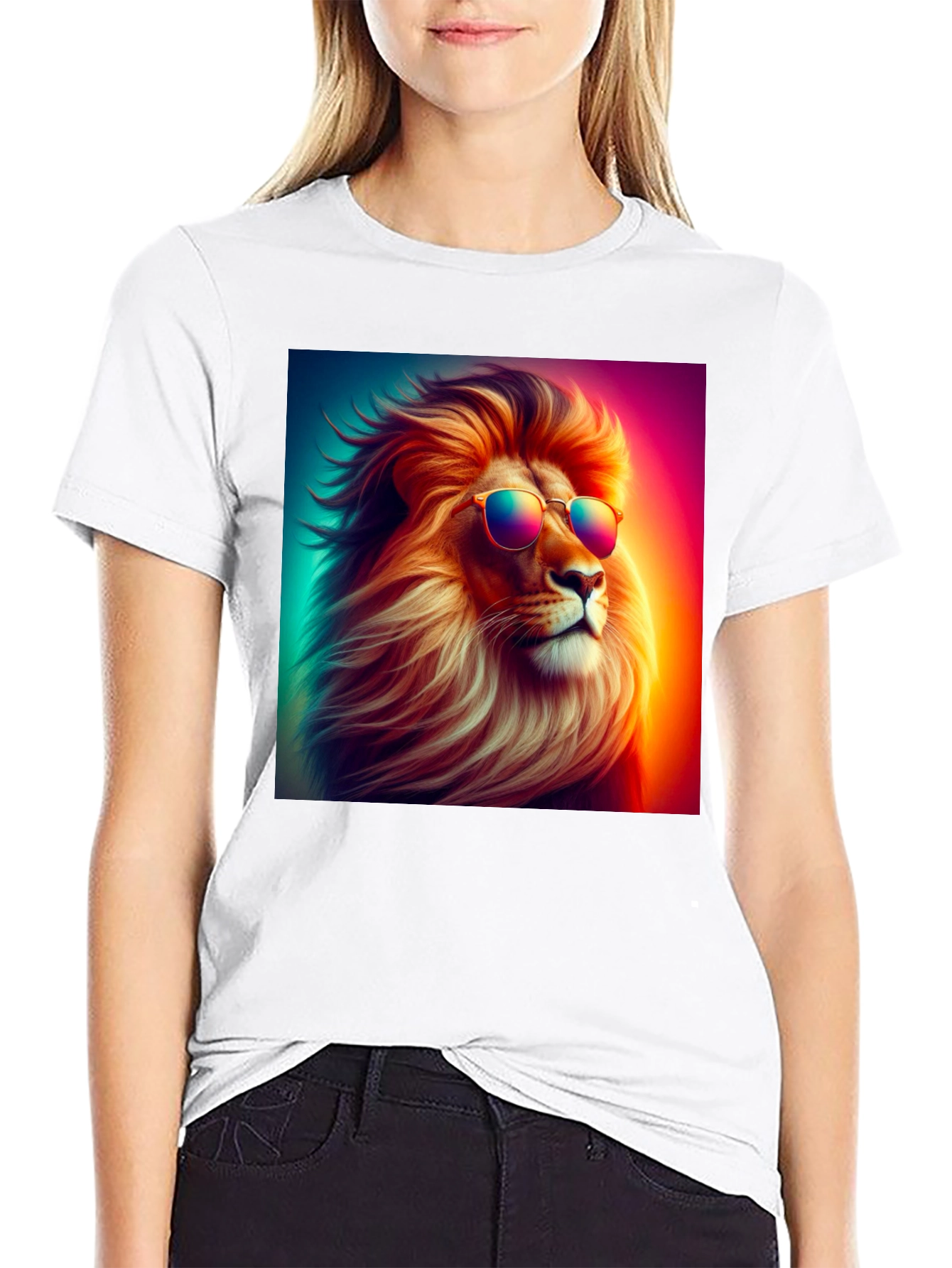 Cool Lion Graphic Tee - Black Cotton Blend