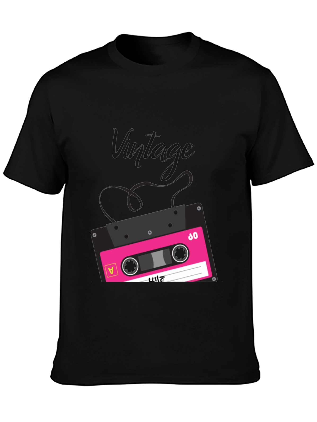 Retro Cassette Tape Graphic T-Shirt - Black