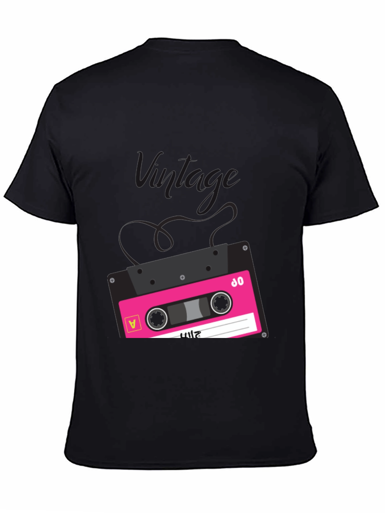 Retro Cassette Tape Graphic T-Shirt - Black