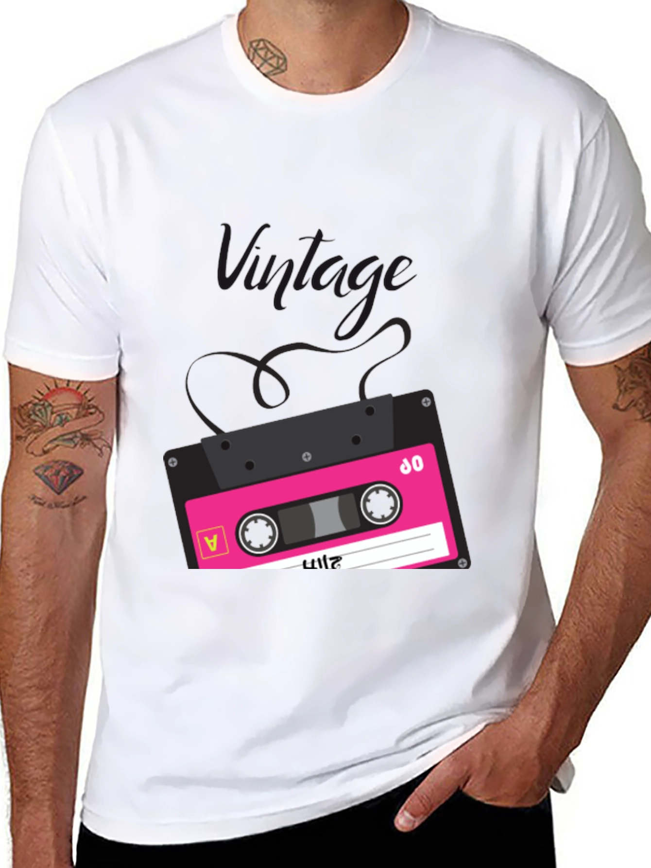 Retro Cassette Tape Graphic T-Shirt - Black
