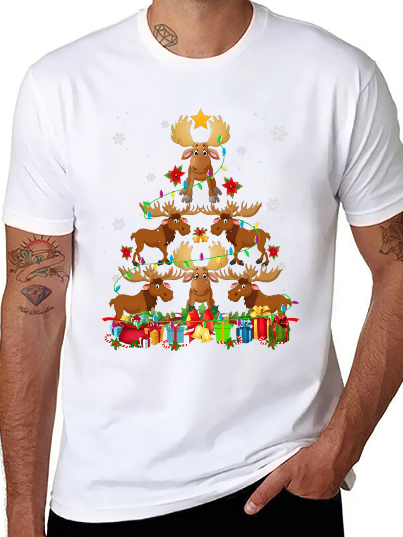 Christmas Moose Tree Graphic Tee