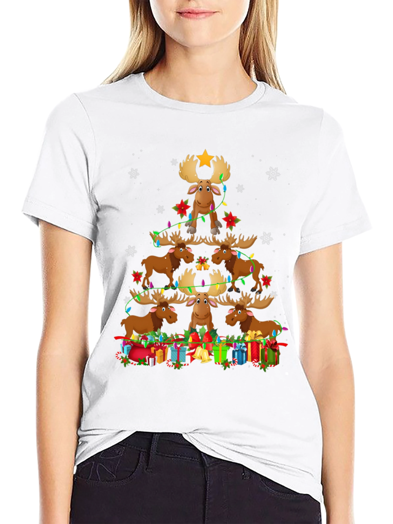 Christmas Moose Tree Graphic Tee