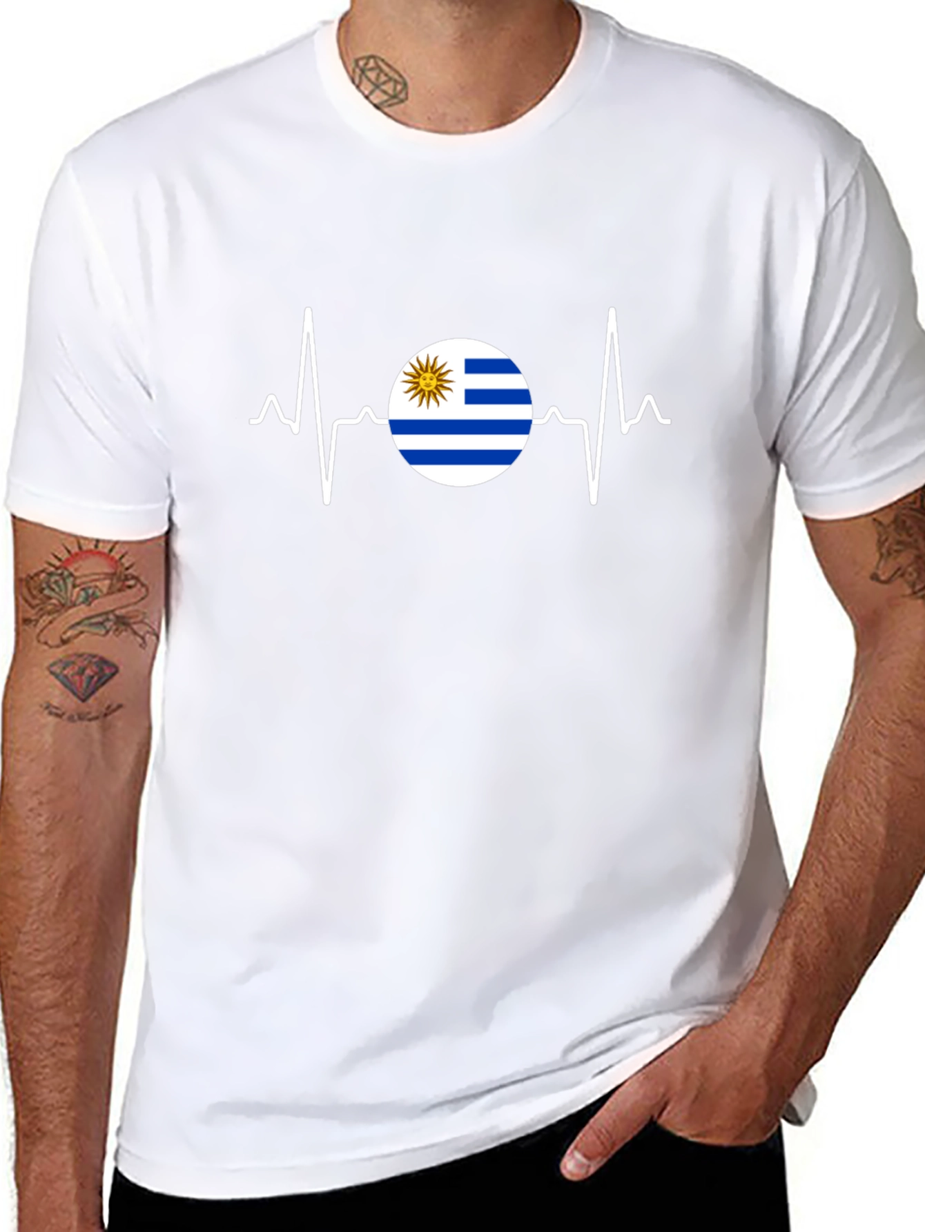 Uruguay Flag Heartbeat Graphic T-Shirt