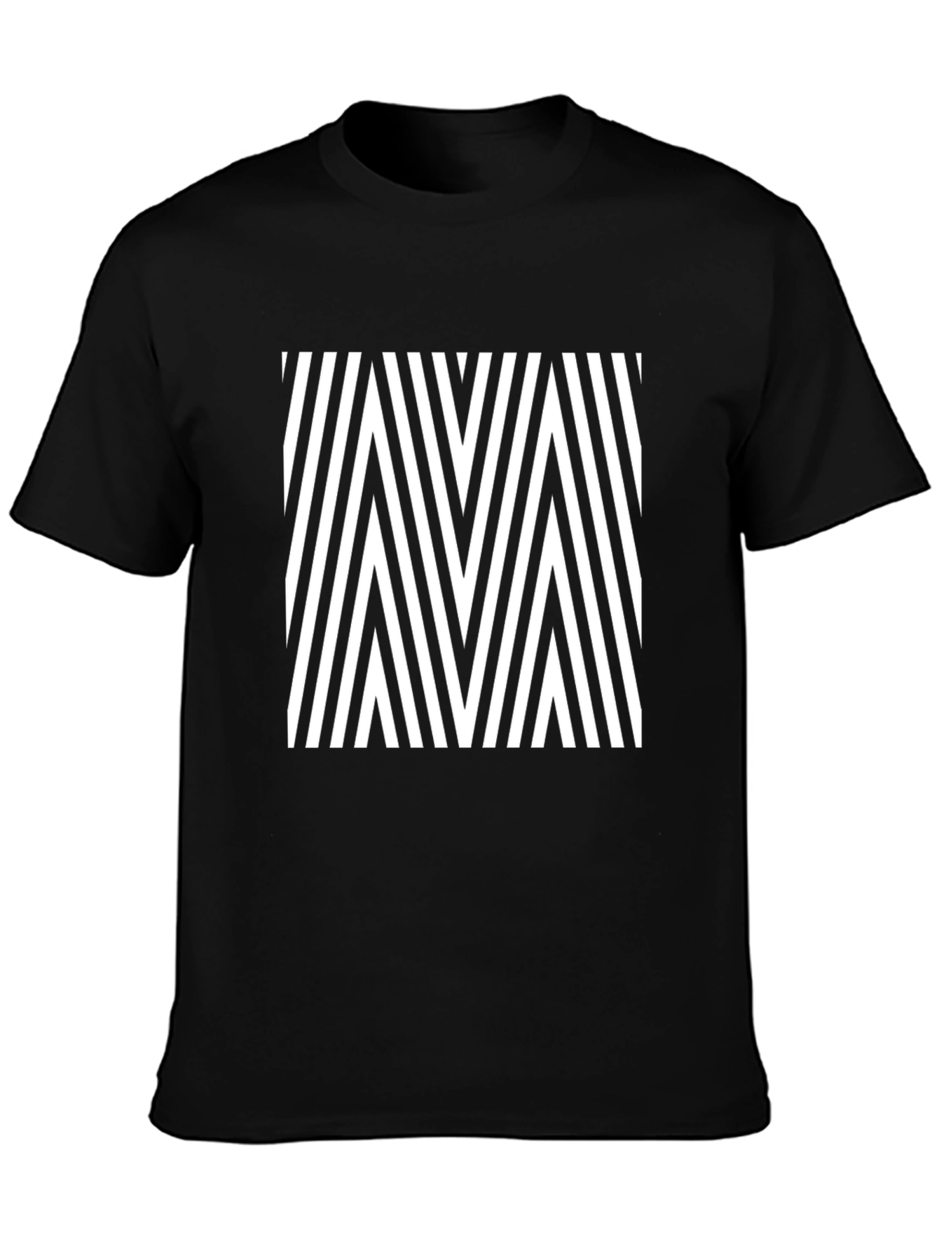 Modern Geometric Stripe Pattern Black T-Shirt