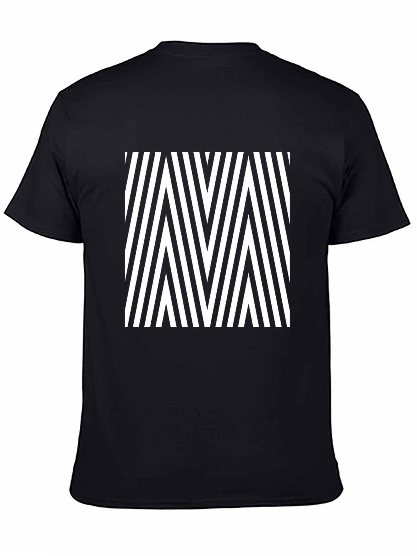 Modern Geometric Stripe Pattern Black T-Shirt
