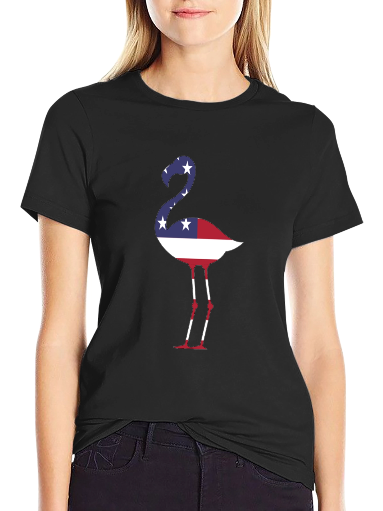 American Flag Flamingo Graphic Tee