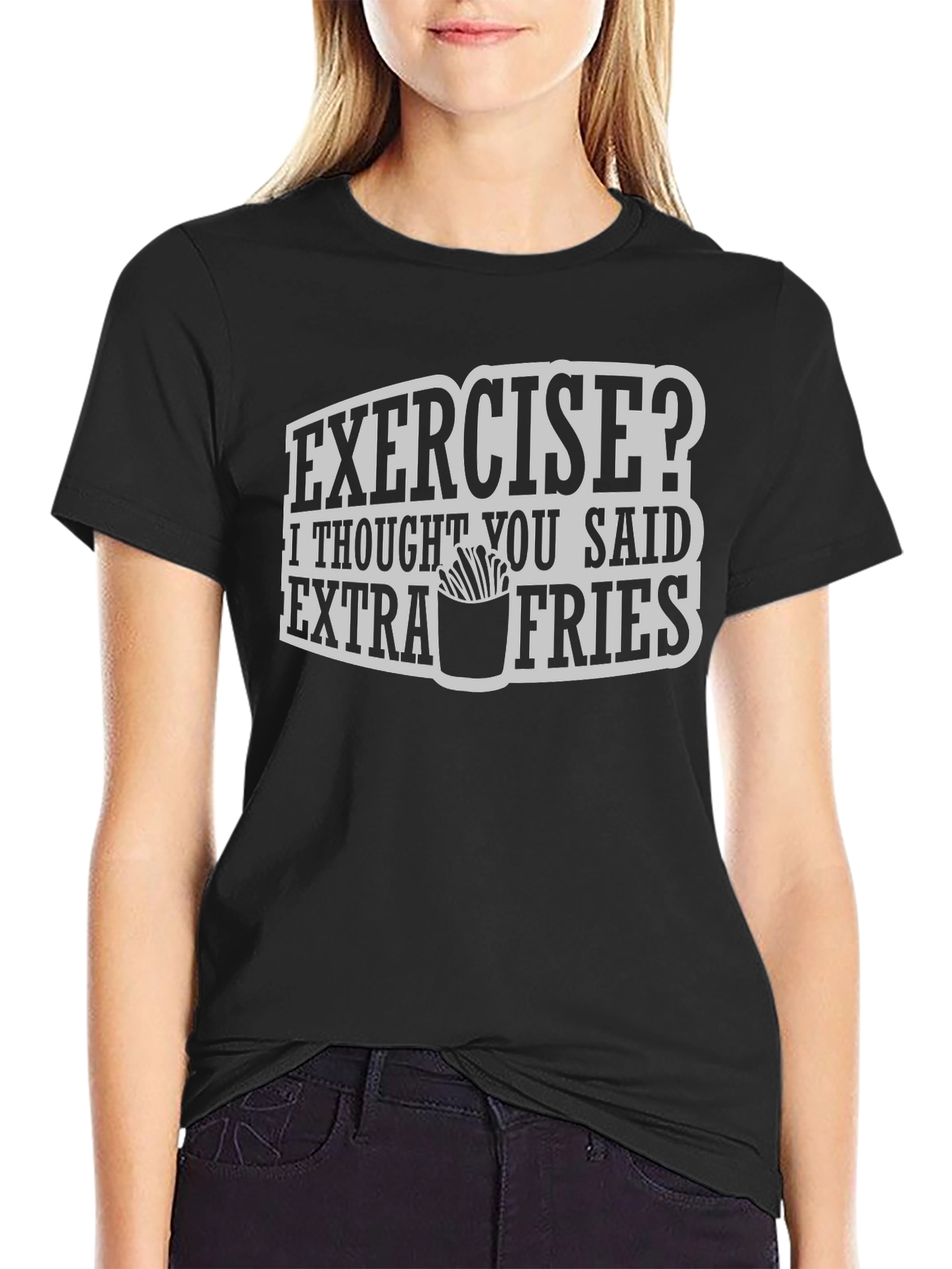 Funny Exercise Extra Fries Graphic Tee