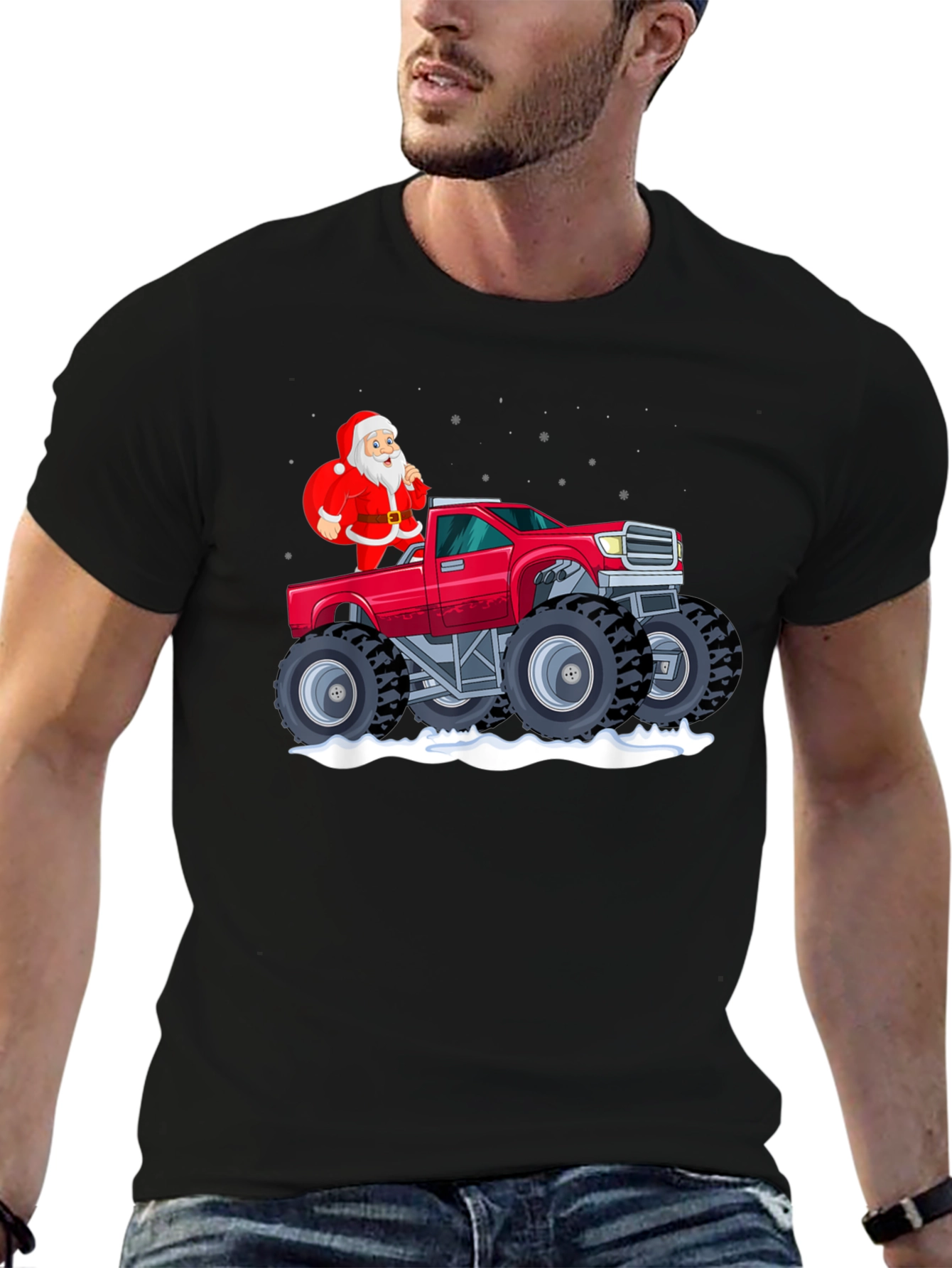 Santa Monster Truck Graphic Tee