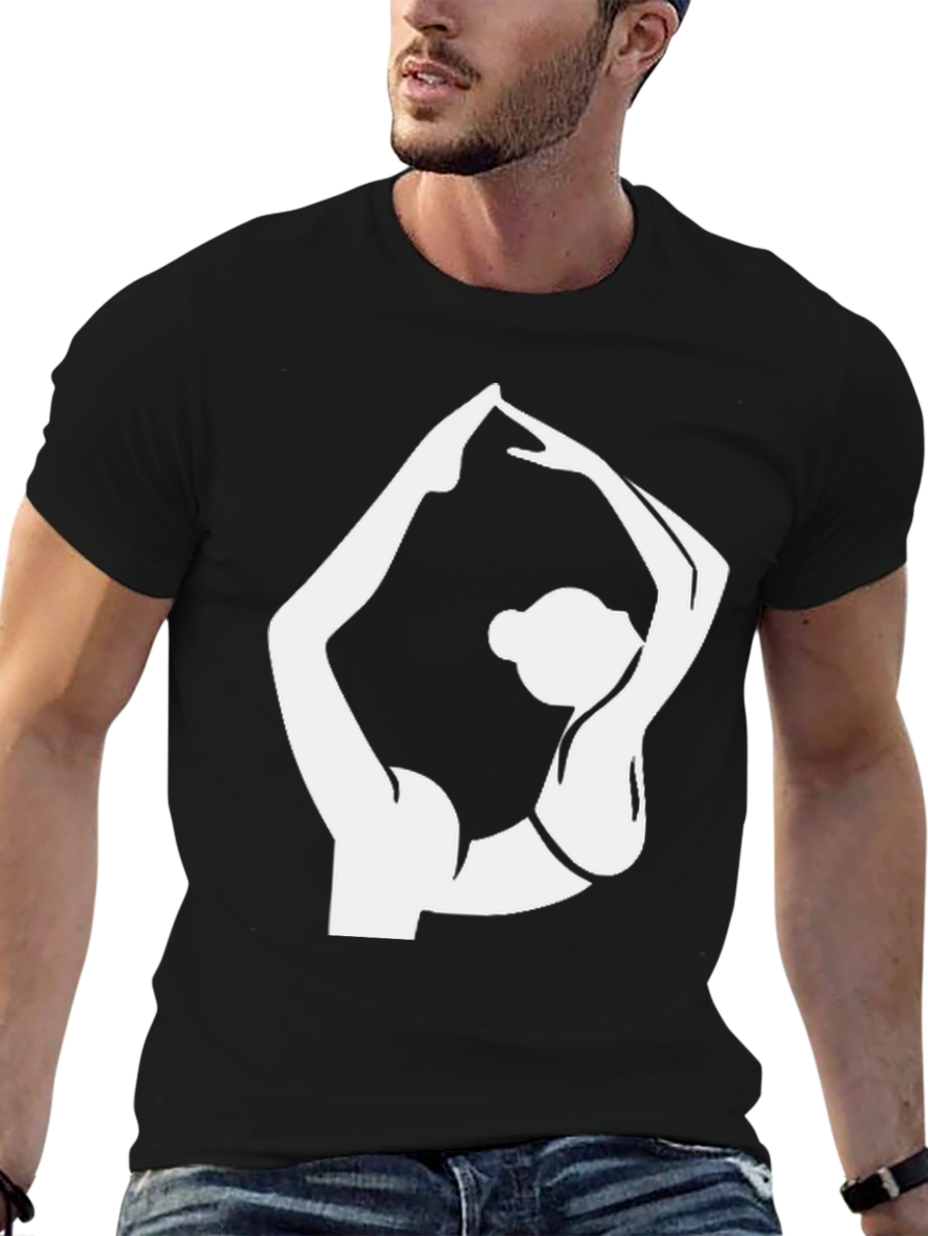 Yoga Pose Graphic Tee - Black Cotton T-Shirt