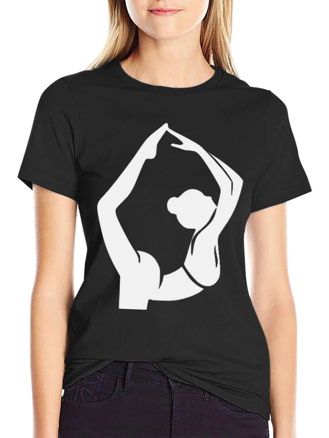 Yoga Pose Graphic Tee - Black Cotton T-Shirt