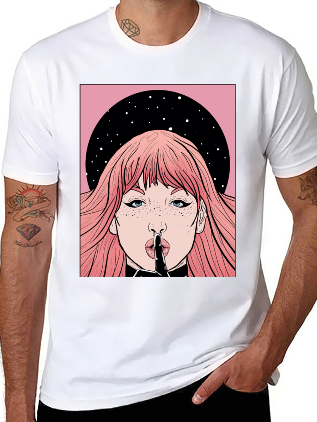 Shhh! Graphic Print Unisex Black T-Shirt