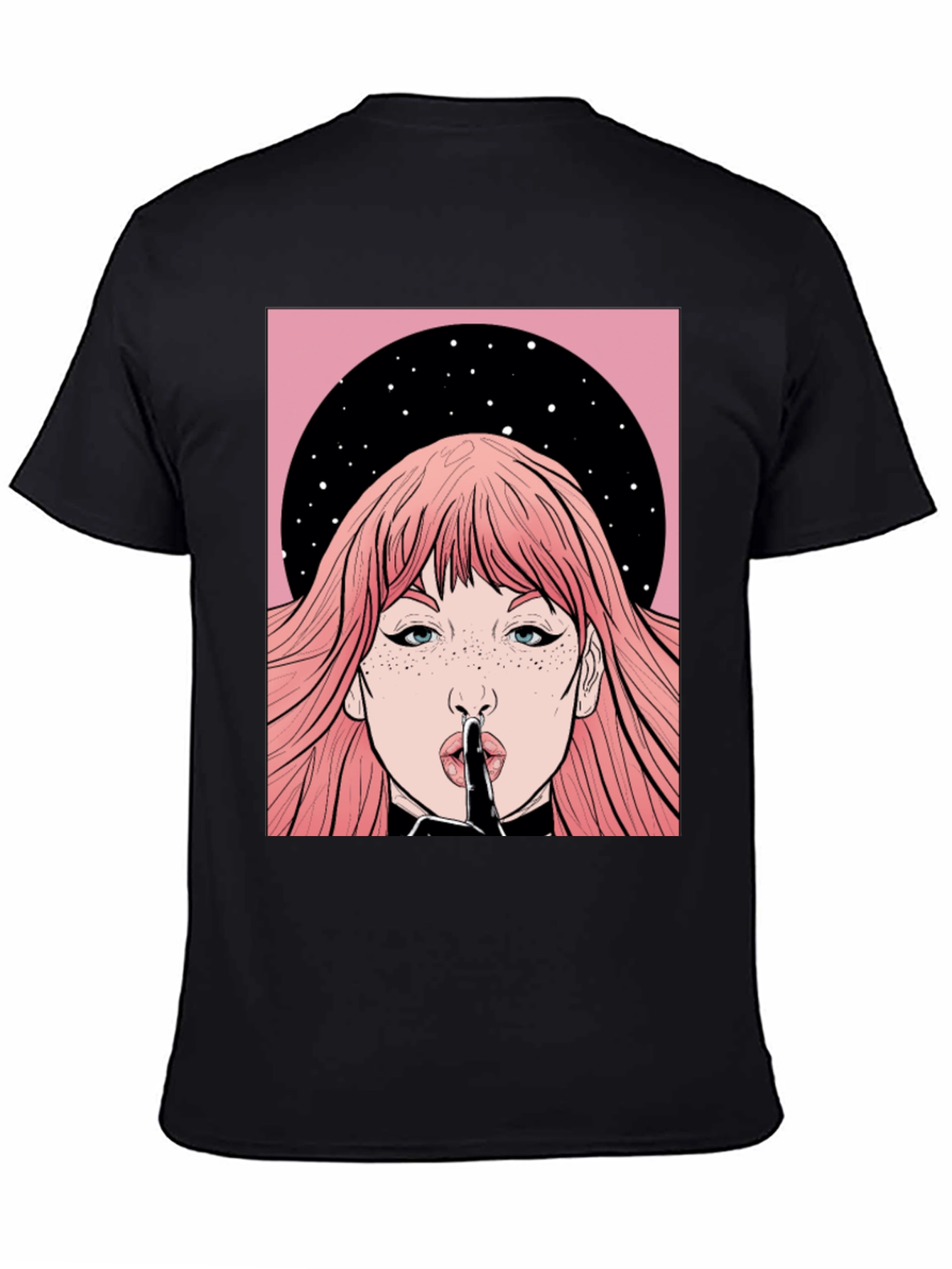 Shhh! Graphic Print Unisex Black T-Shirt