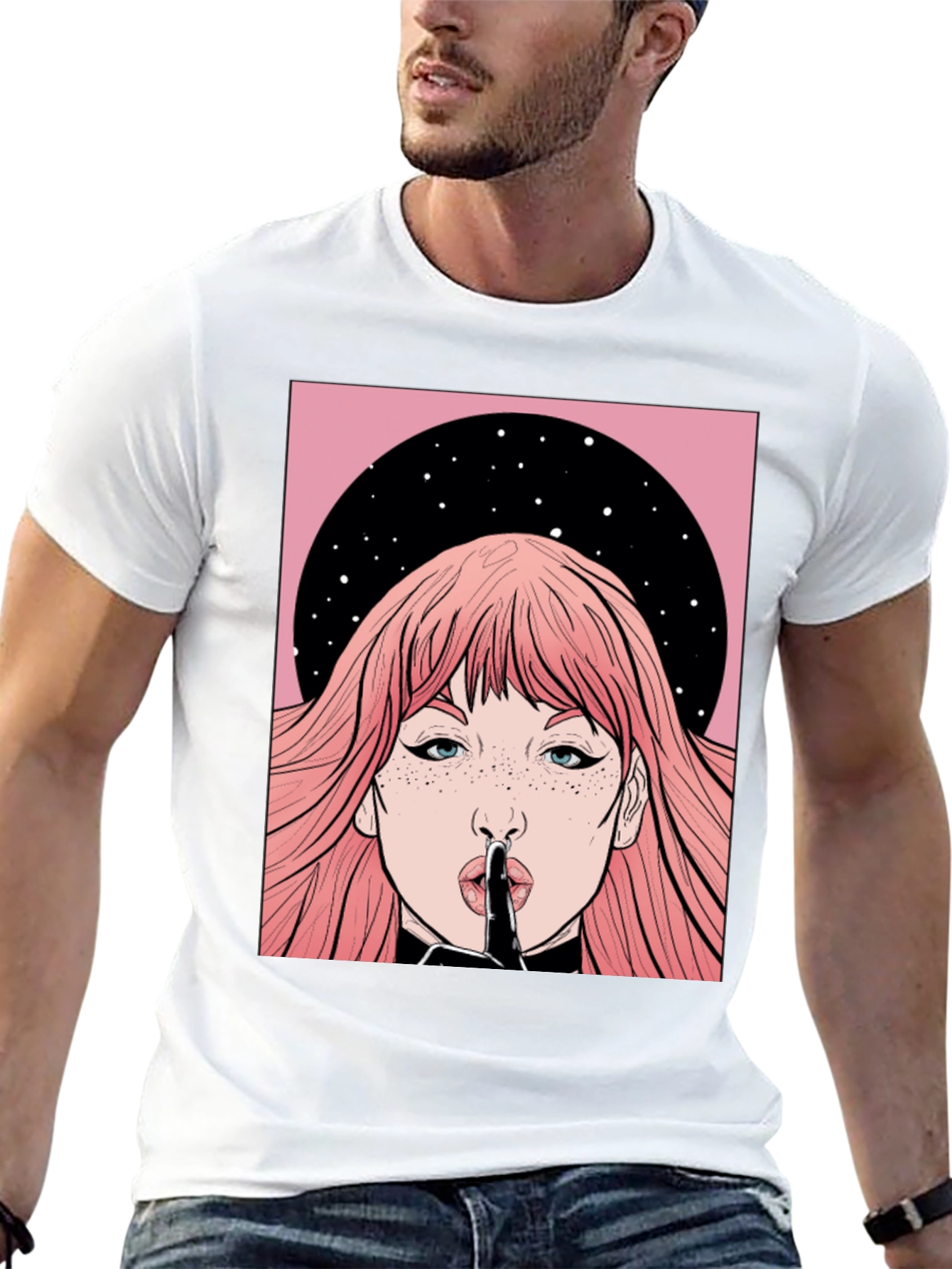 Shhh! Graphic Print Unisex Black T-Shirt