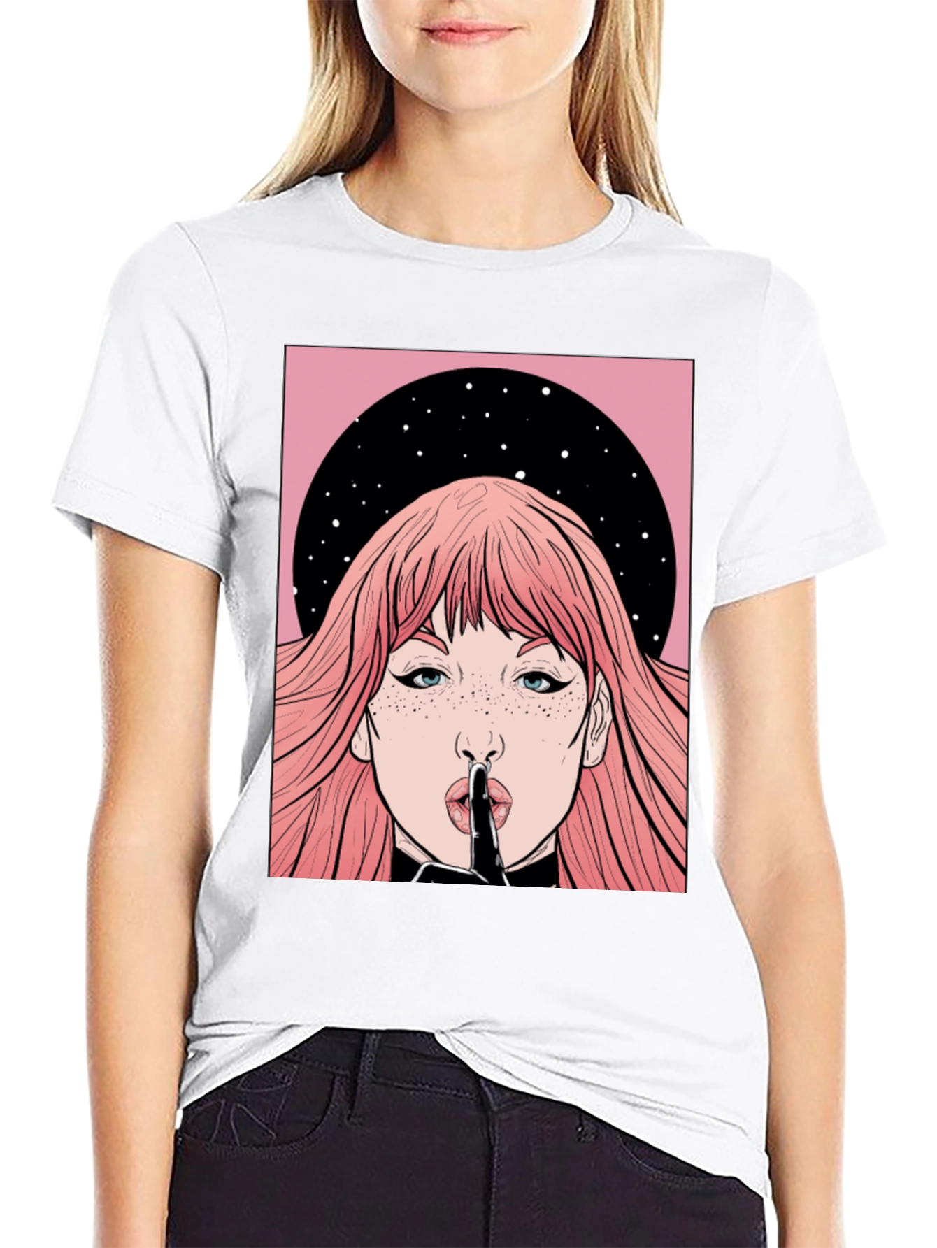Shhh! Graphic Print Unisex Black T-Shirt