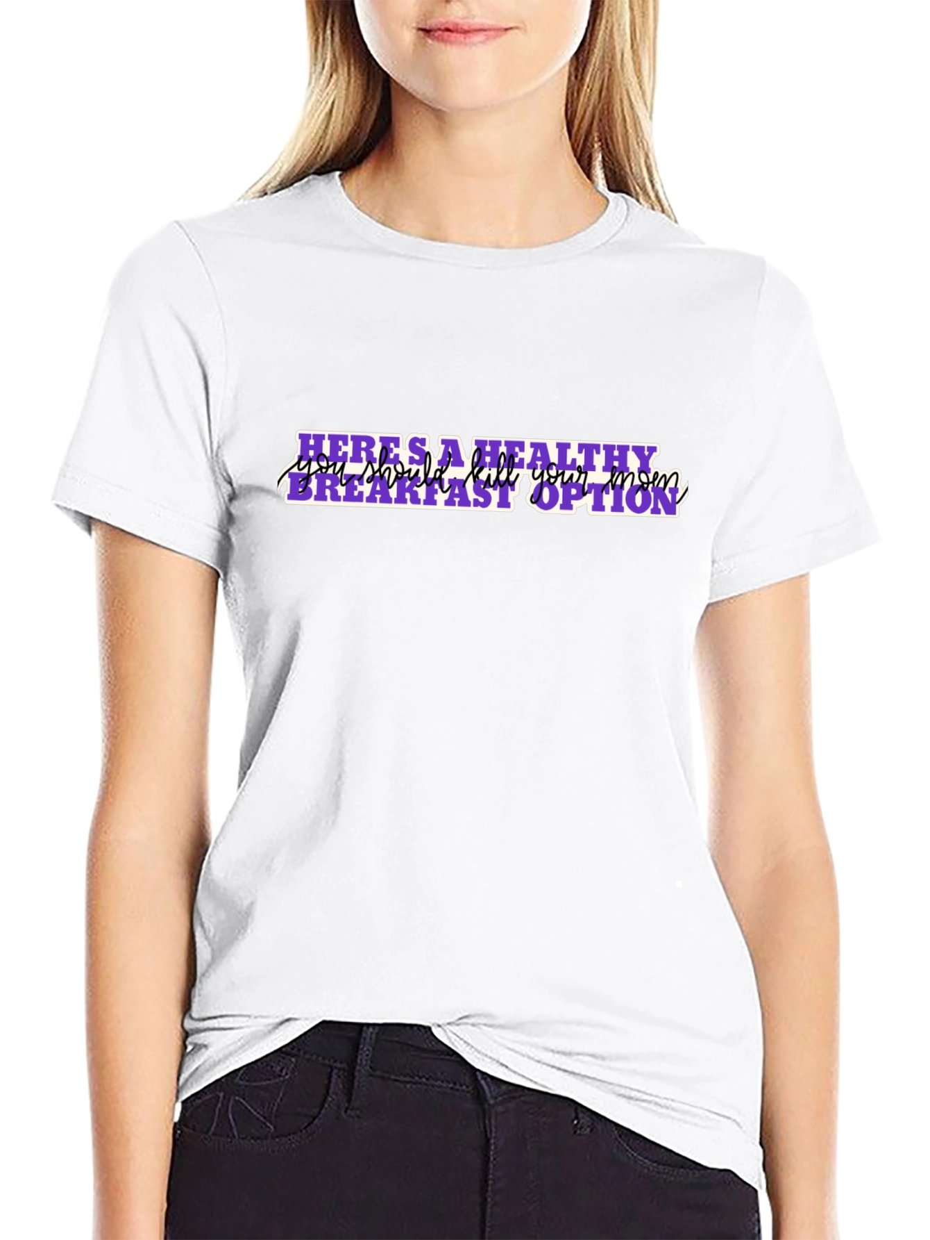 Humorous Healthy Breakfast Black T-Shirt