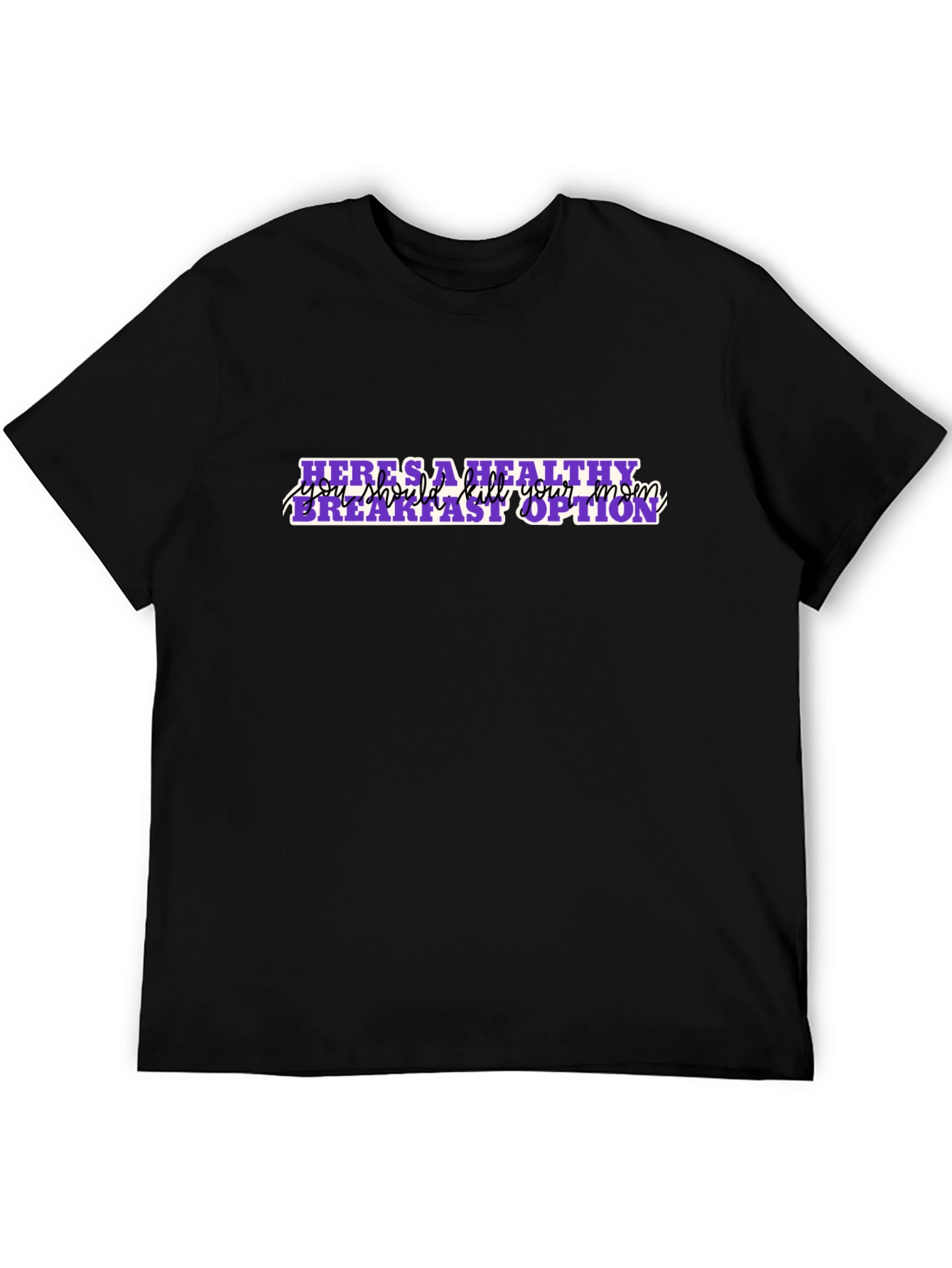 Humorous Healthy Breakfast Black T-Shirt