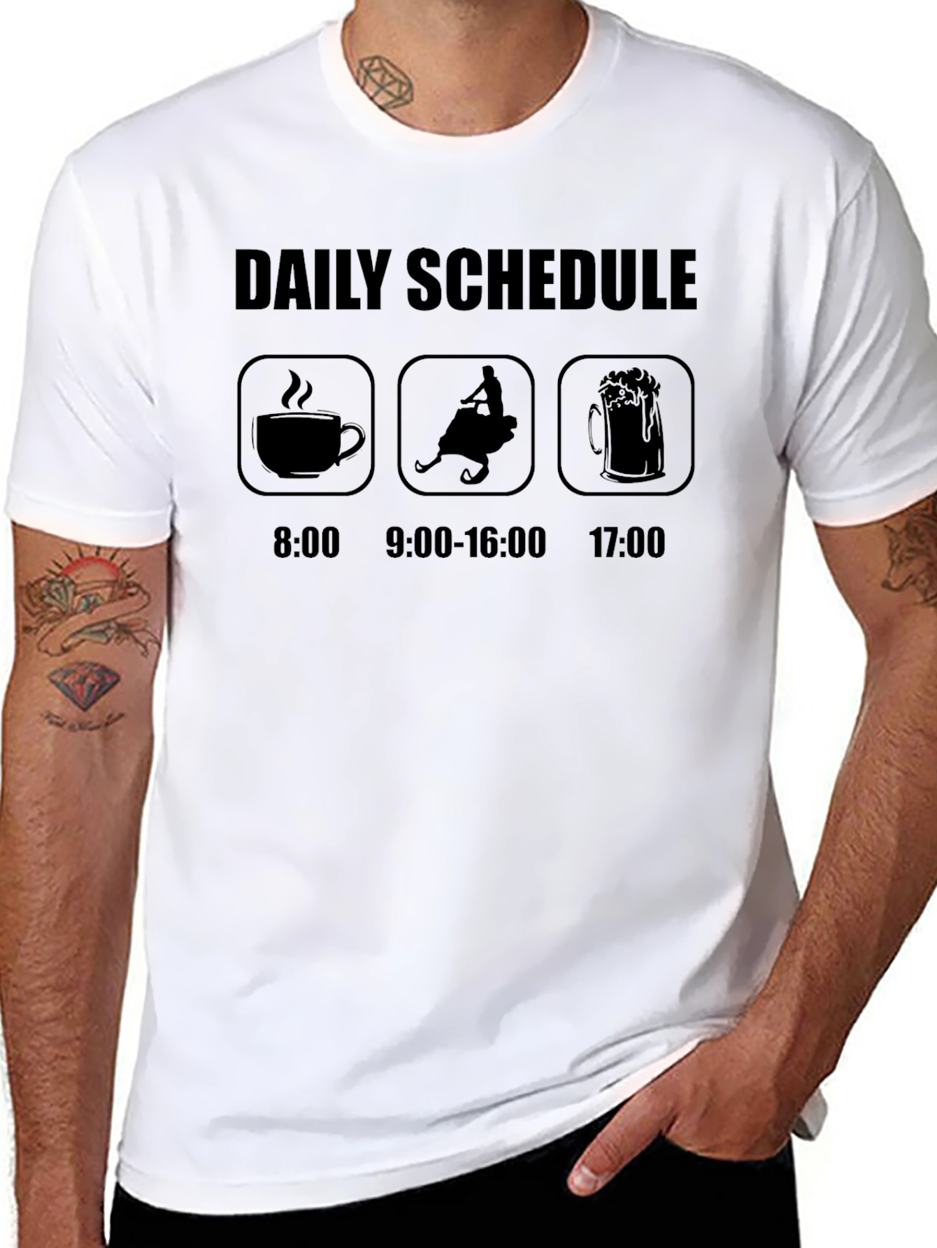 Daily Schedule T-Shirt: Coffee Snowmobile Beer