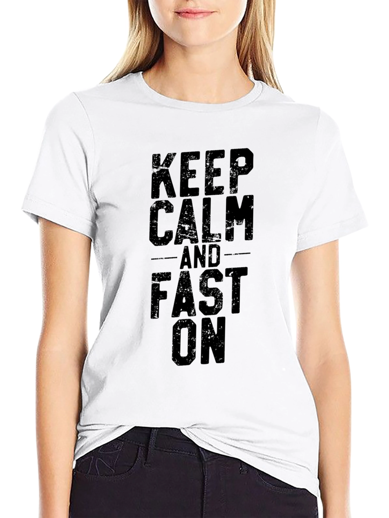Keep Calm and Fast On Black Graphic Tee Shirt