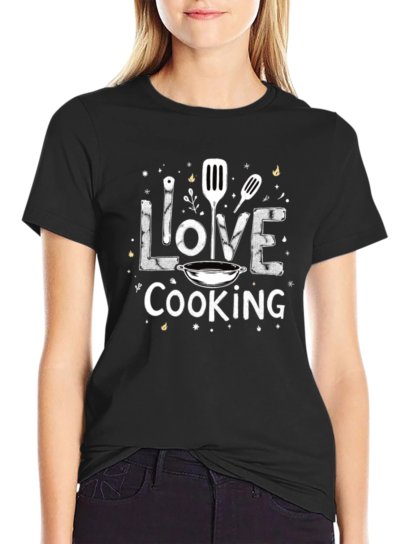 Love Cooking Black Graphic Tee