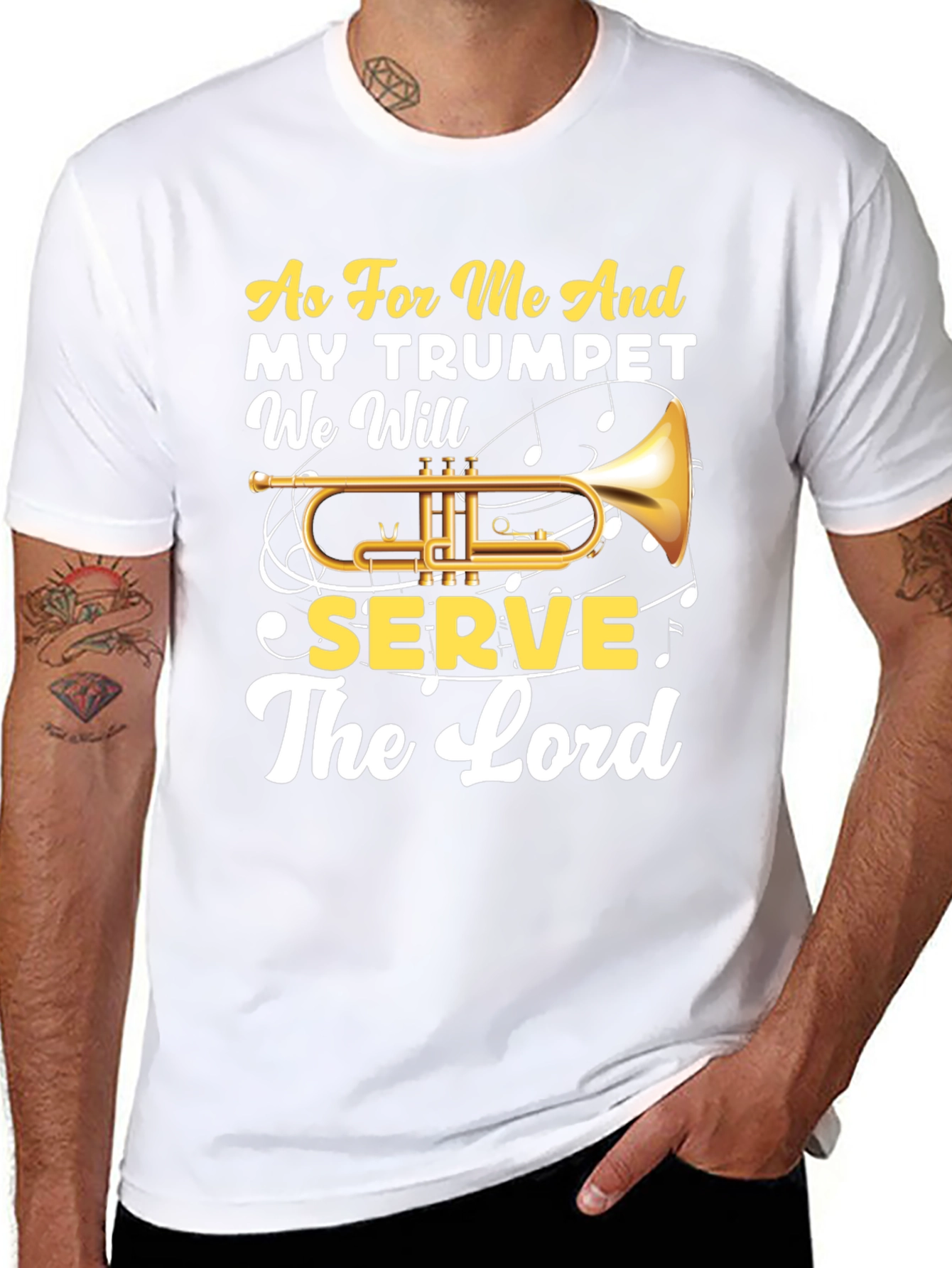 Trumpet & Faith T-Shirt - Serve The Lord