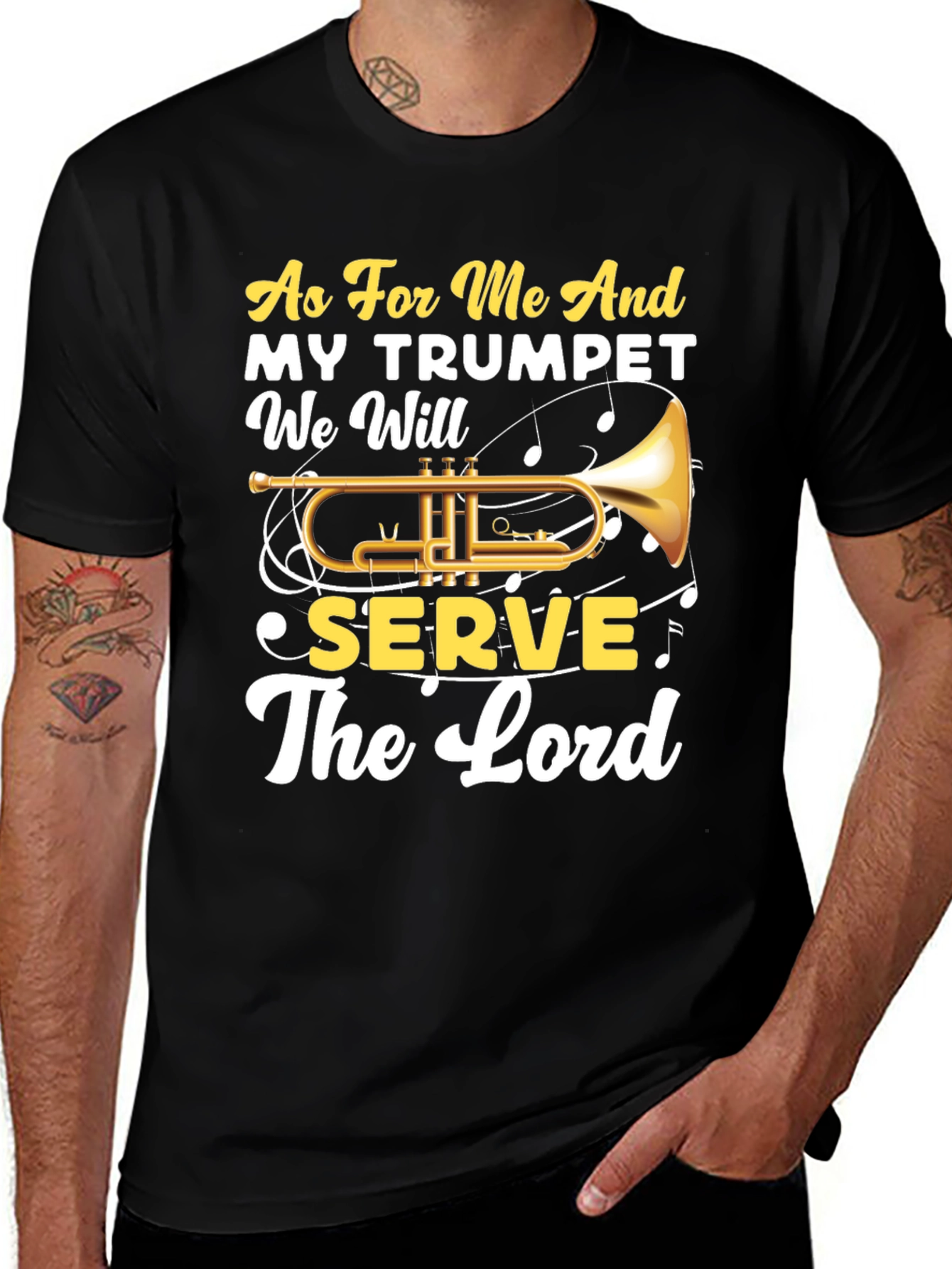 Trumpet & Faith T-Shirt - Serve The Lord